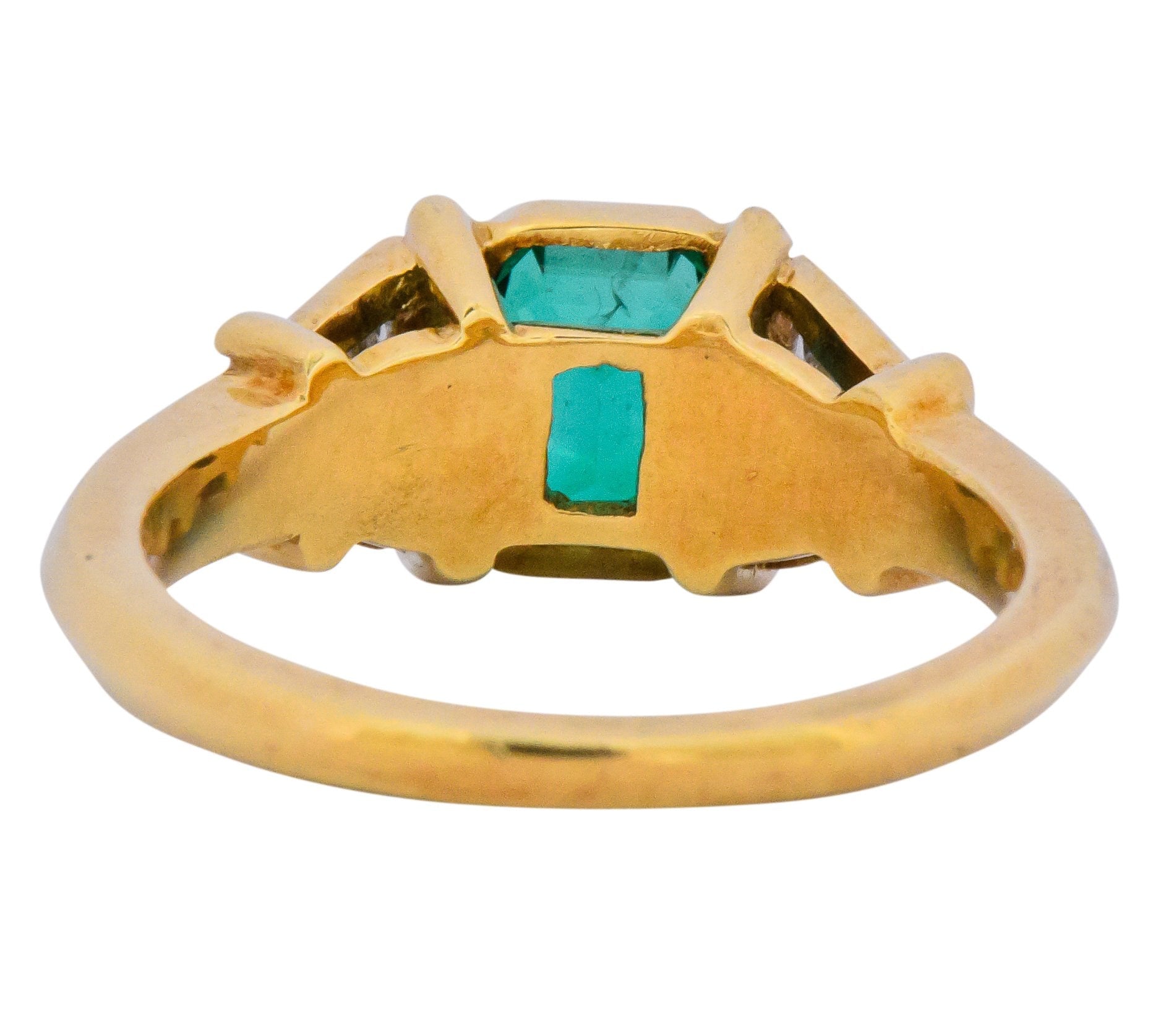 Contemporary 1.90 CTW Emerald Diamond 18 Karat Gold Ring Wilson's Estate Jewelry