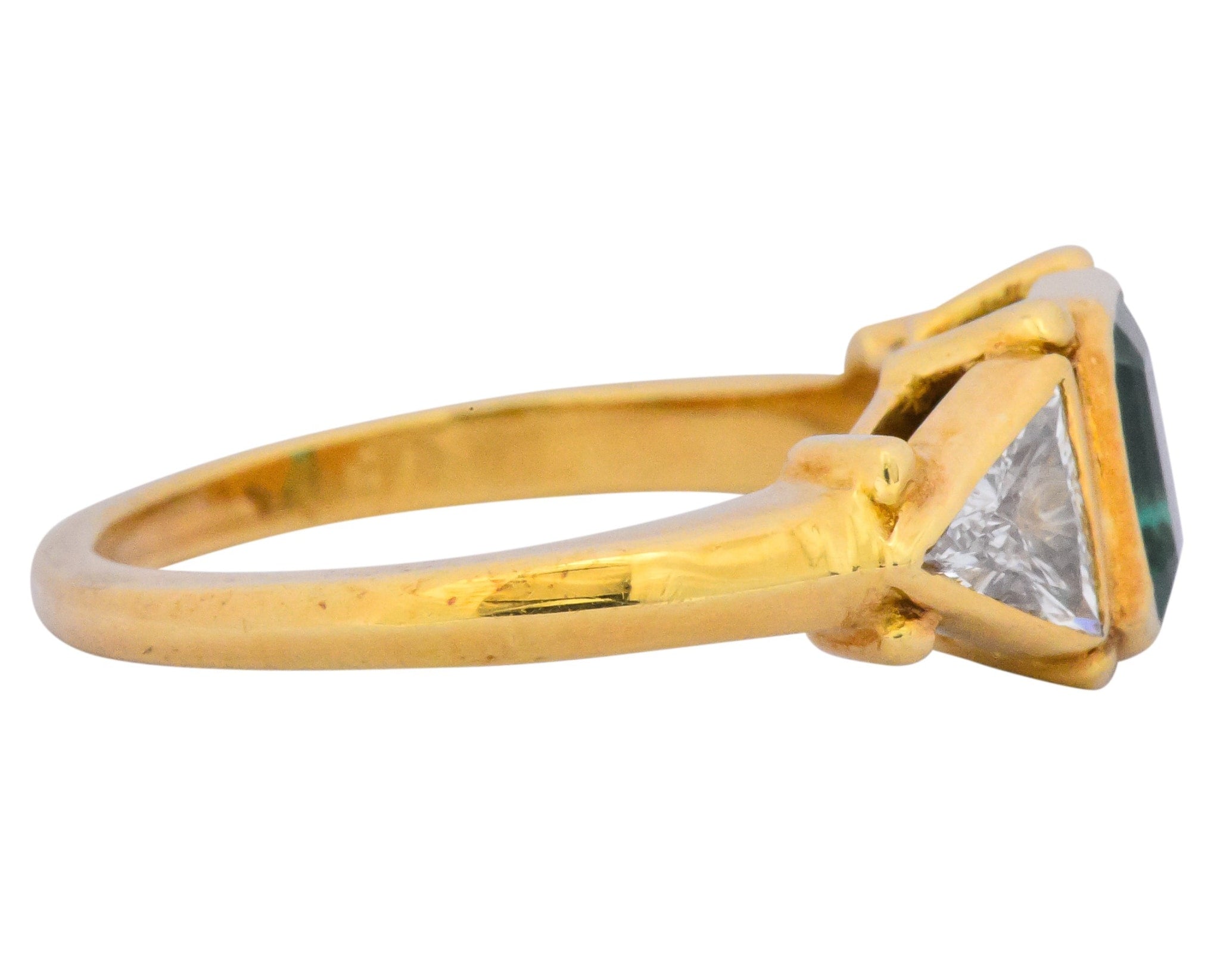 Contemporary 1.90 CTW Emerald Diamond 18 Karat Gold Ring Wilson's Estate Jewelry