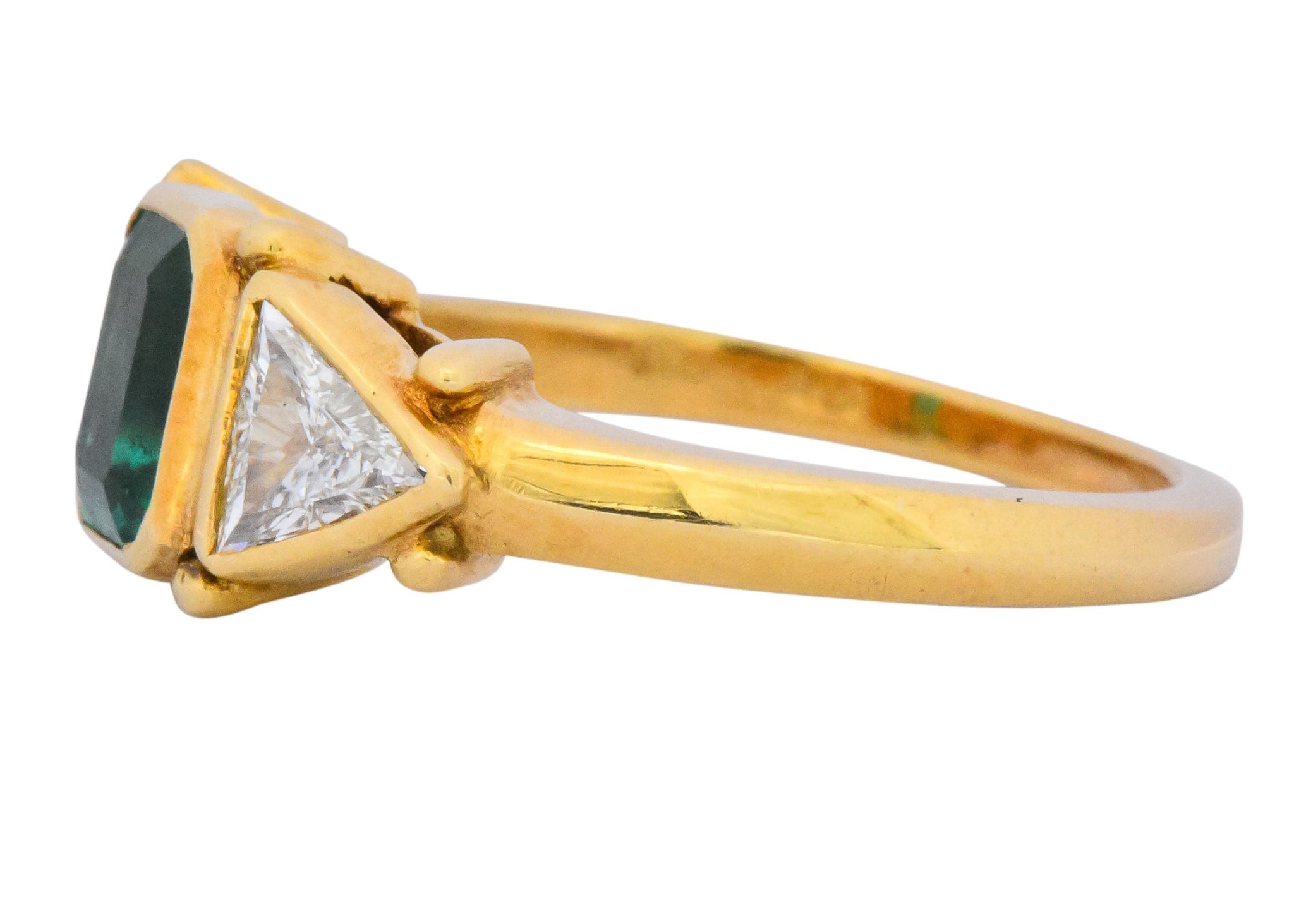 Contemporary 1.90 CTW Emerald Diamond 18 Karat Gold Ring Wilson's Estate Jewelry