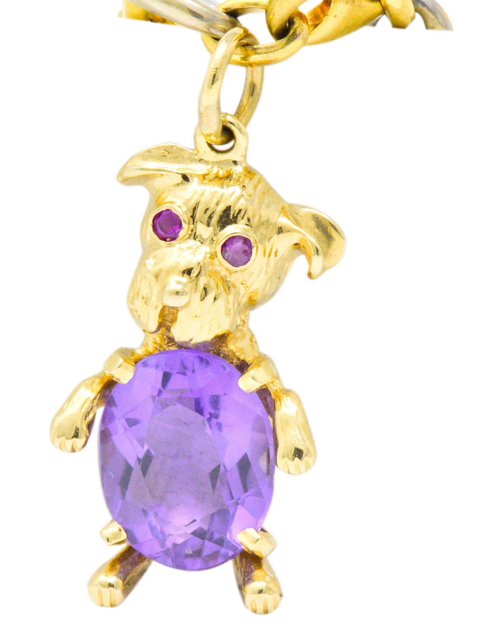 Contemporary 10.70 CTW Amethyst Two-Tone Gold Animal Charm Bracelet Wilson's Estate Jewelry