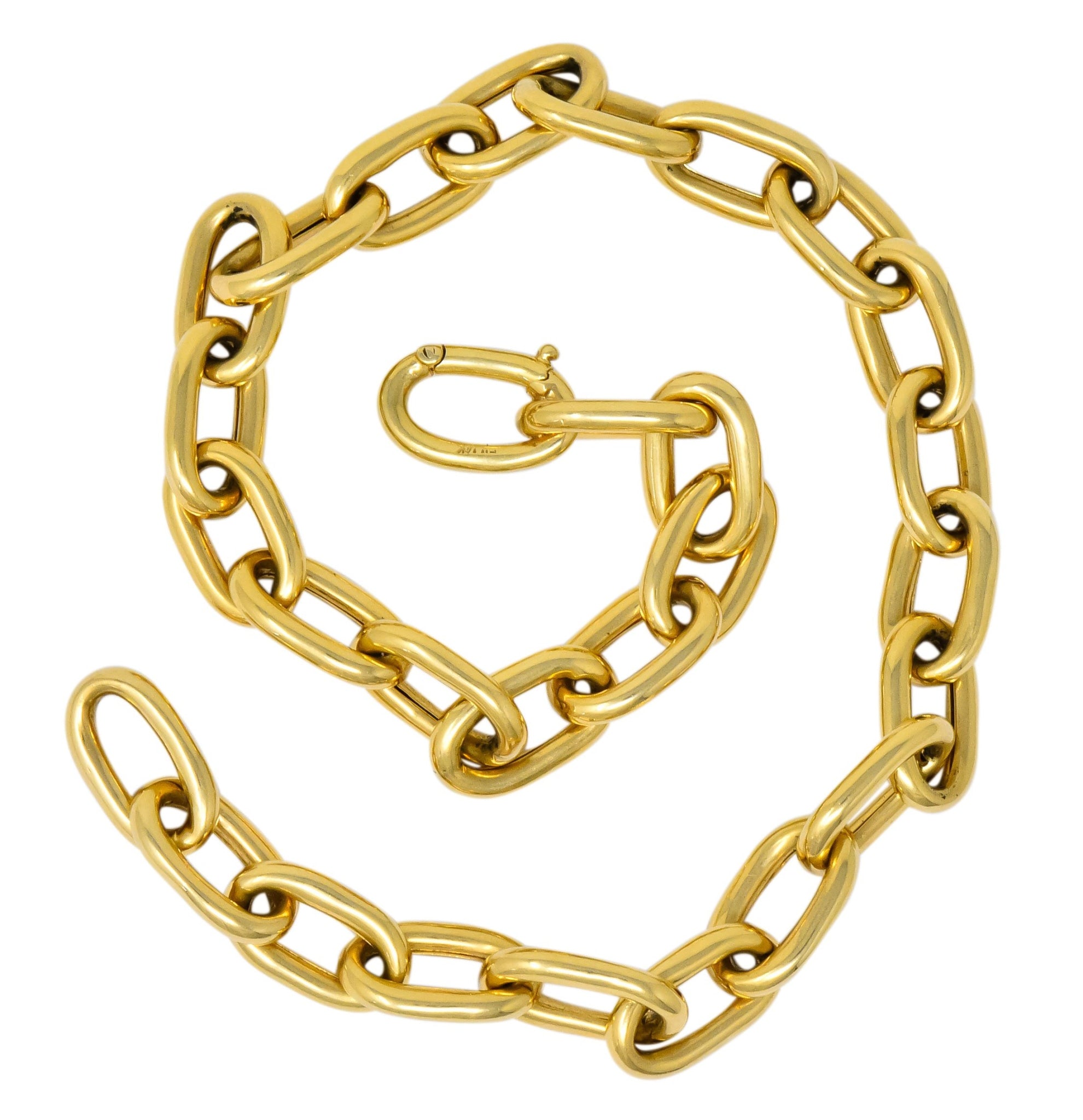 Contemporary 14 Karat Gold Oversized Oblong Chain Link Necklace - Wilson's Estate Jewelry