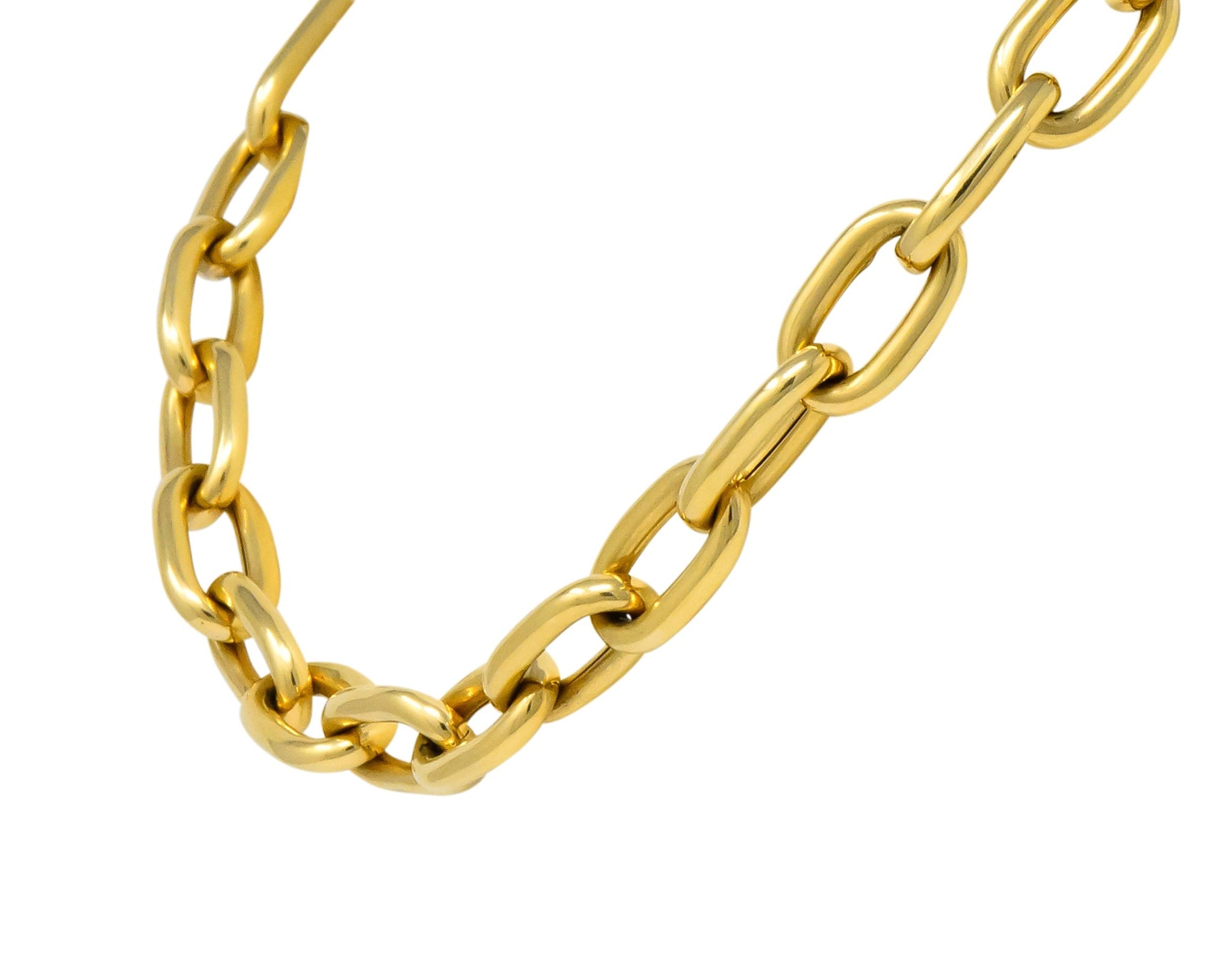 Contemporary 14 Karat Gold Oversized Oblong Chain Link Necklace - Wilson's Estate Jewelry