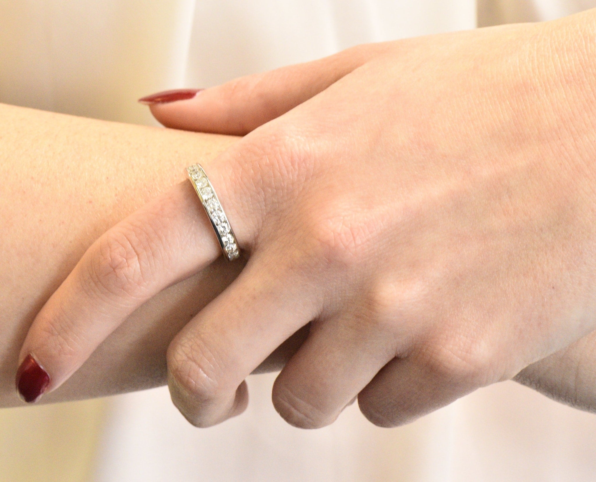 Contemporary 2.40 CTW Diamond Platinum Channel Eternity Band Ring Wilson's Estate Jewelry