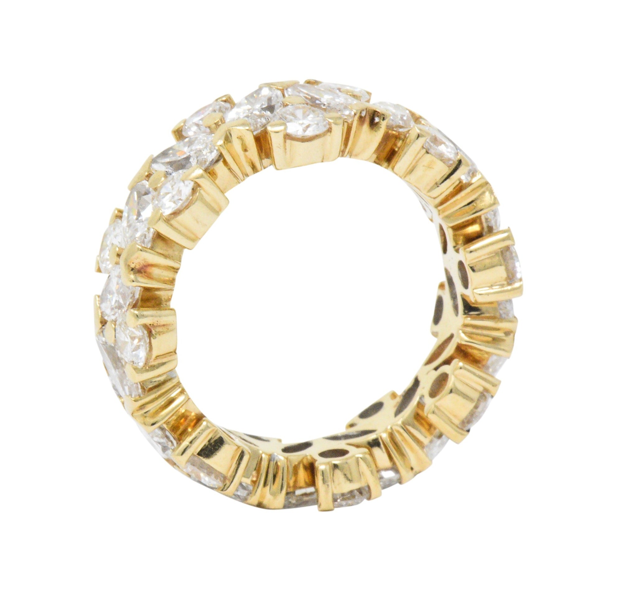 Contemporary 3.65 CTW Diamond 14 Karat Gold Eternity Foliate Band Ring Wilson's Estate Jewelry
