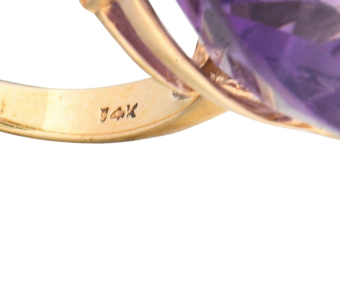 Contemporary 40.82 CTW Amethyst 14 Karat Gold Cocktail Ring - Wilson's Estate Jewelry