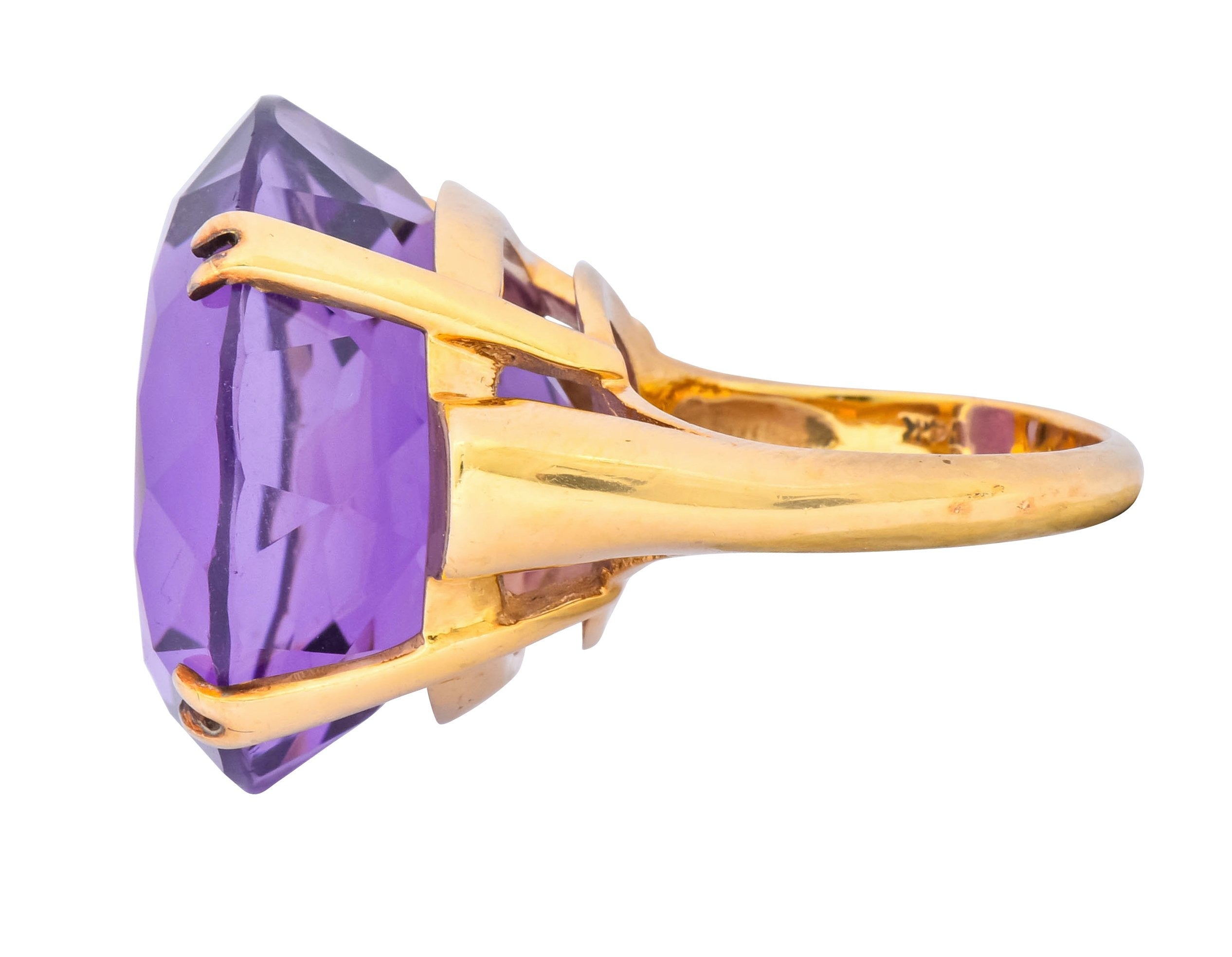 Contemporary 40.82 CTW Amethyst 14 Karat Gold Cocktail Ring - Wilson's Estate Jewelry