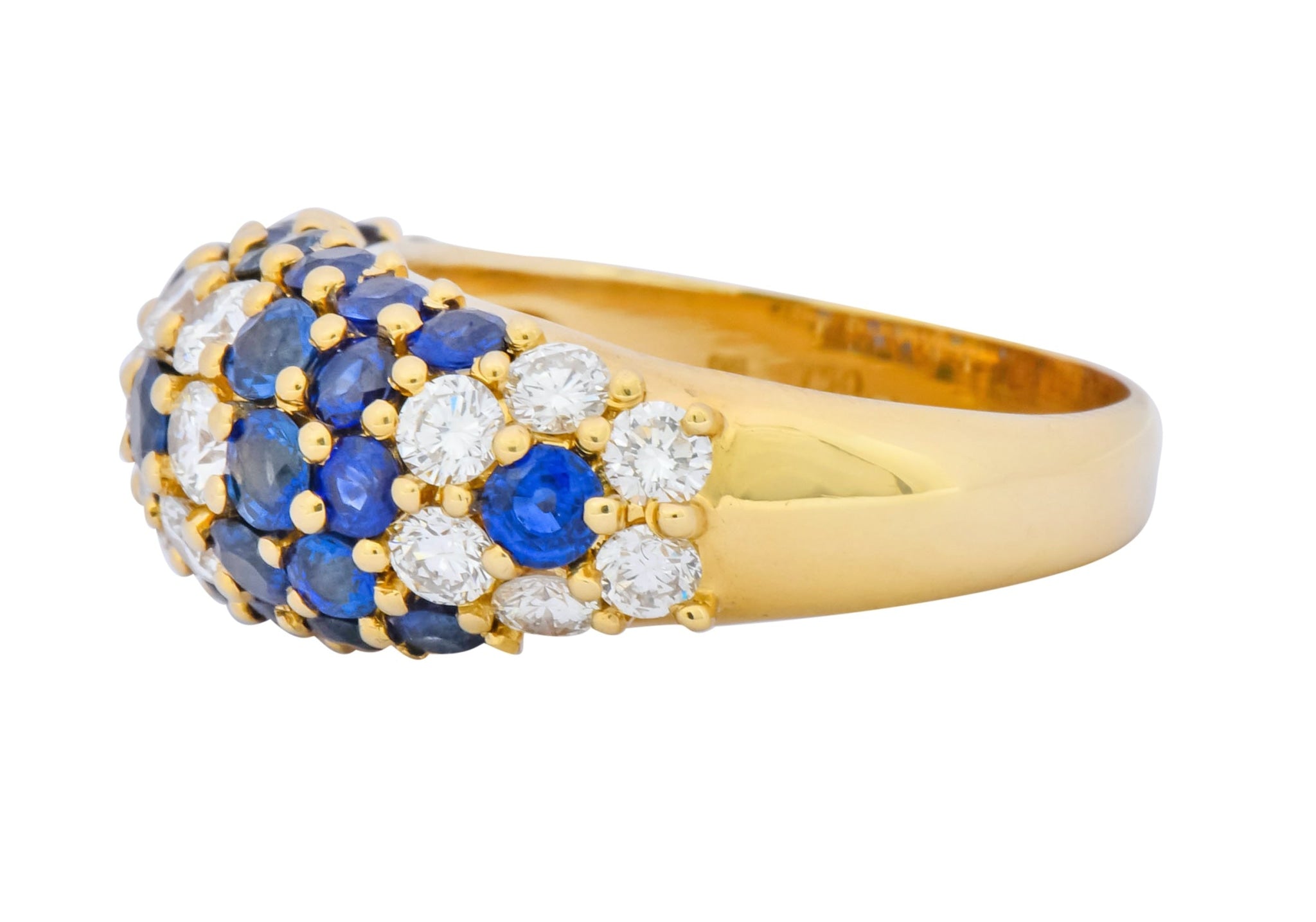 Contemporary 5.06 CTW Sapphire Diamond 18 Karat Gold Bombay Floral Band Ring - Wilson's Estate Jewelry