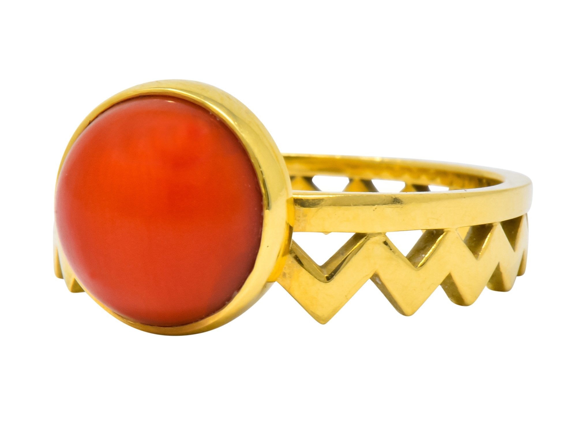 Contemporary Coral 18 Karat Gold Zig Zag Stacking Ring - Wilson's Estate Jewelry