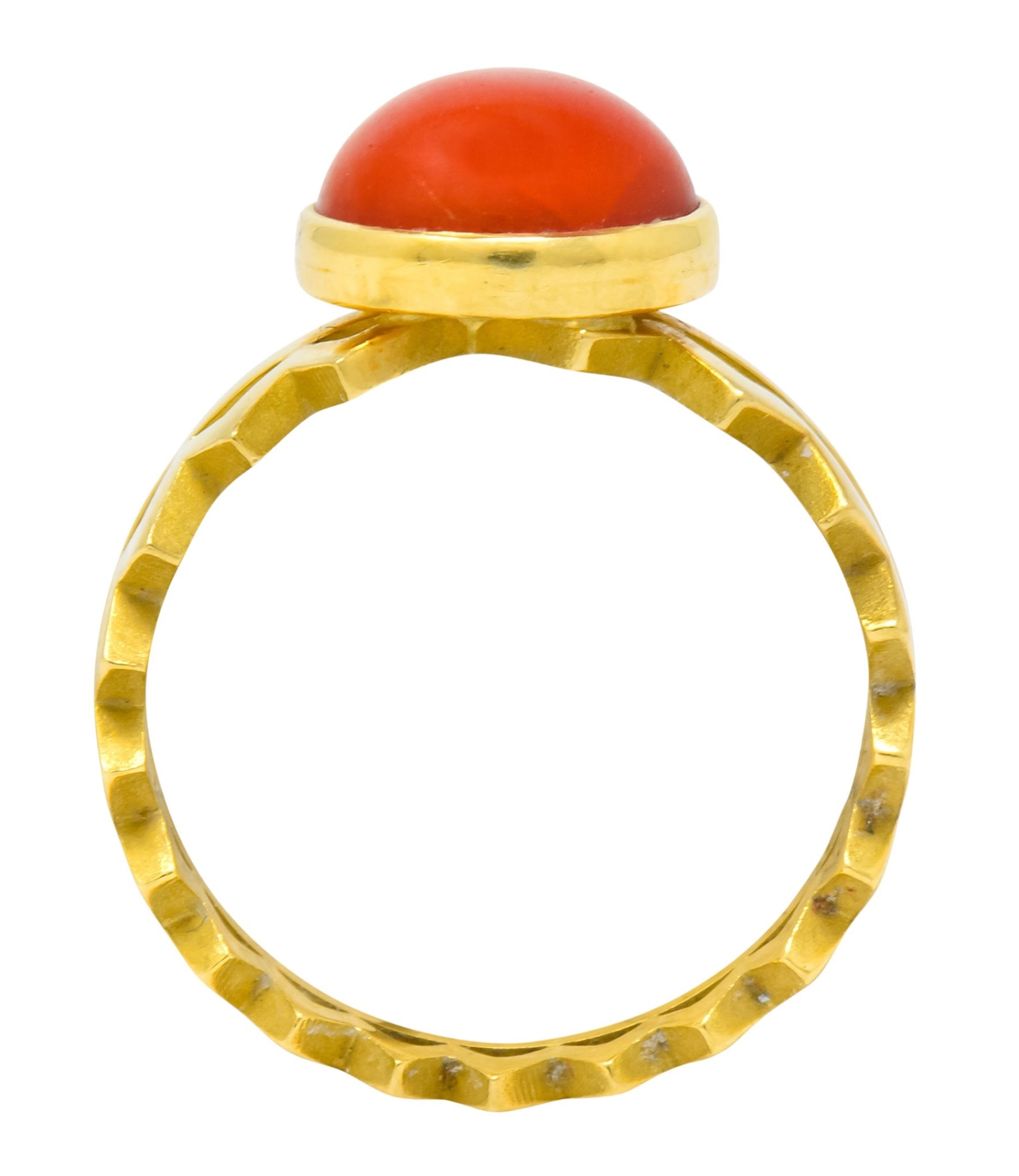 Contemporary Coral 18 Karat Gold Zig Zag Stacking Ring - Wilson's Estate Jewelry