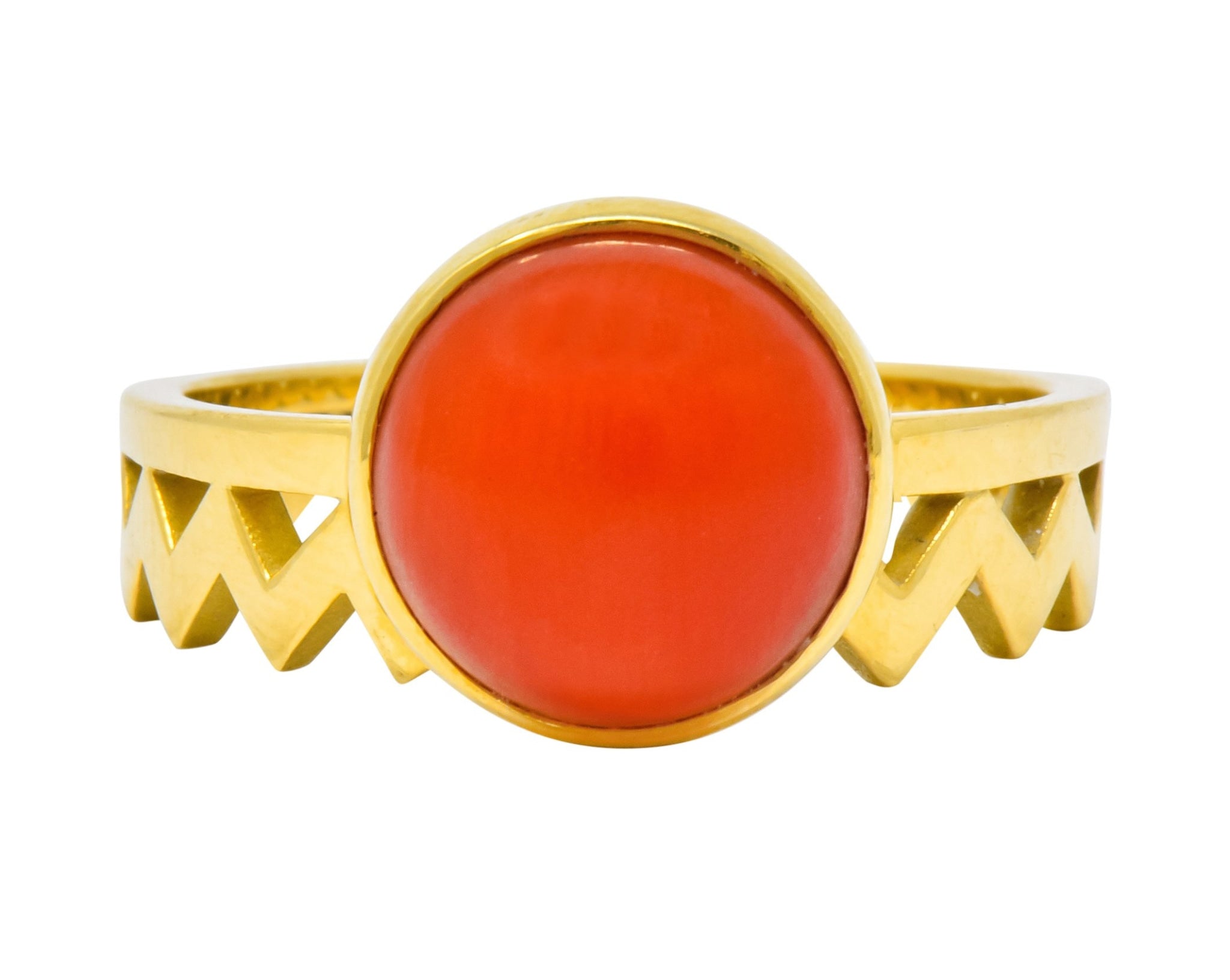 Contemporary Coral 18 Karat Gold Zig Zag Stacking Ring - Wilson's Estate Jewelry