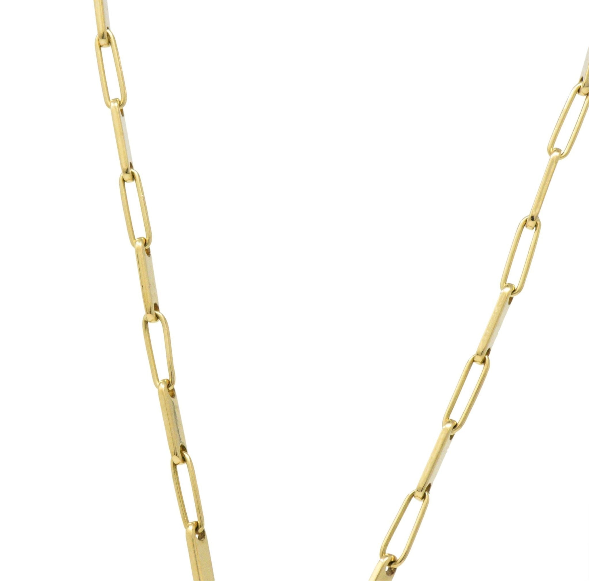 Contemporary Diamond 18 Karat Yellow Gold Articulated Fish Pendant Necklace Italy - Wilson's Estate Jewelry