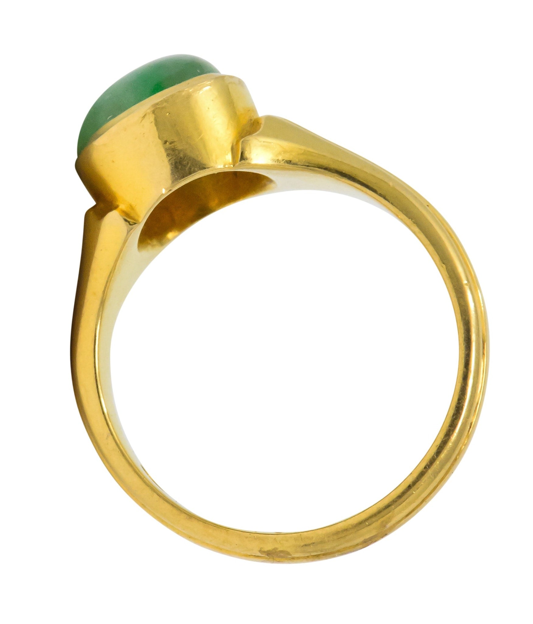 D & F Victorian Jadeite Jade 18 Karat Gold Unisex Ring GIA Wilson's Estate Jewelry