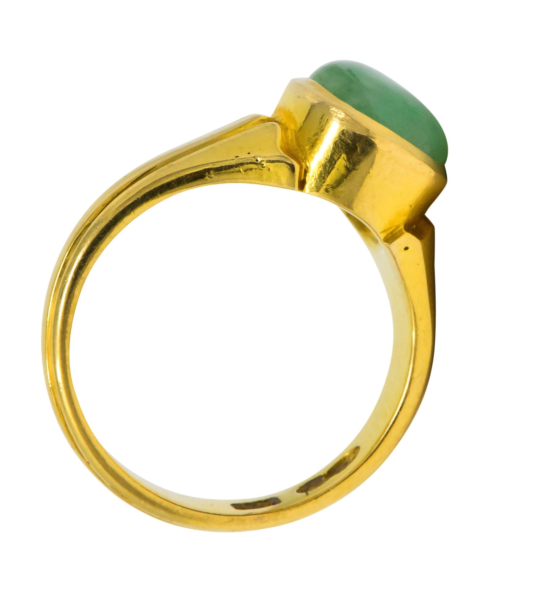 D & F Victorian Jadeite Jade 18 Karat Gold Unisex Ring GIA Wilson's Estate Jewelry