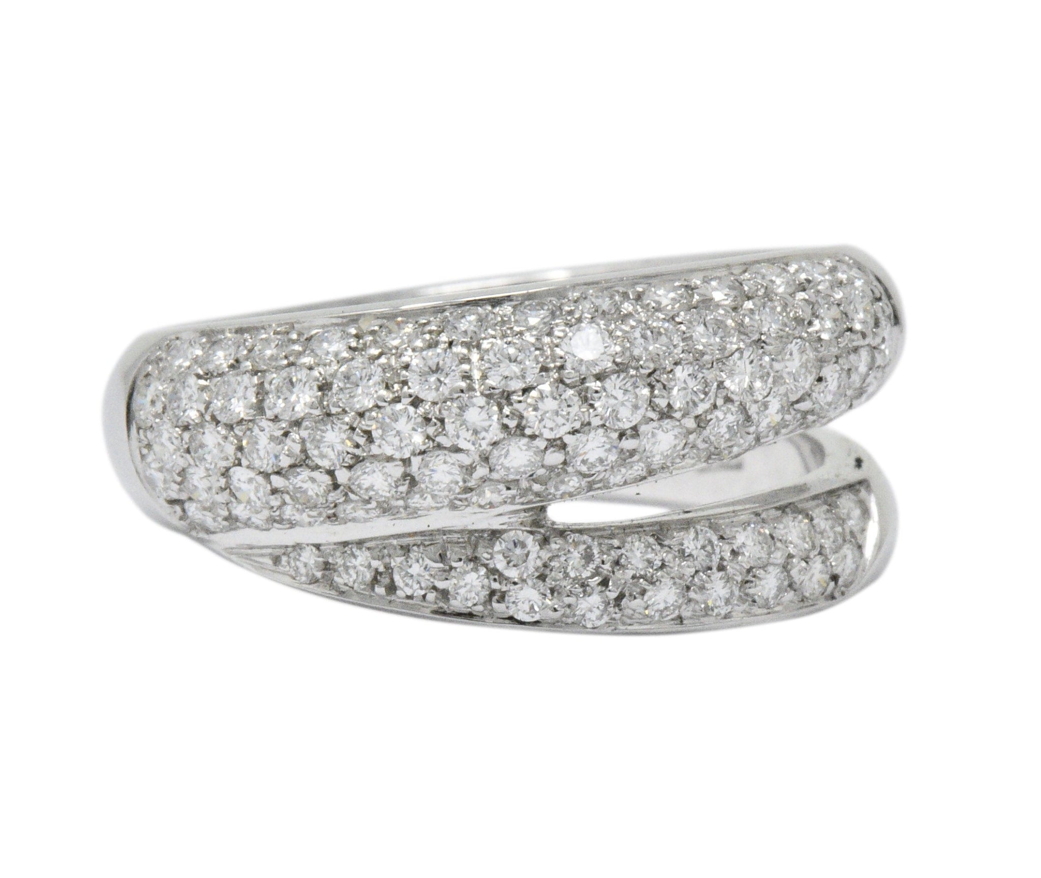 Damiani Contemporary 1.20 CTW Diamond 18 Karat White Gold Alternative Ring With Box Wilson's Estate Jewelry