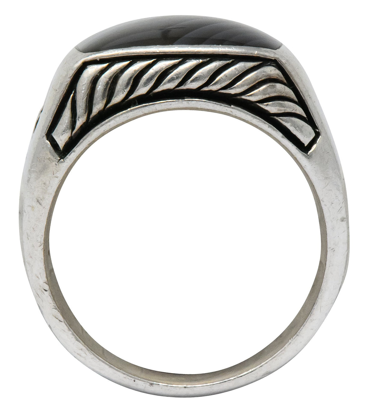 David Yurman Agate Sterling Silver Men's Exotic Stone Ring - Wilson's Estate Jewelry