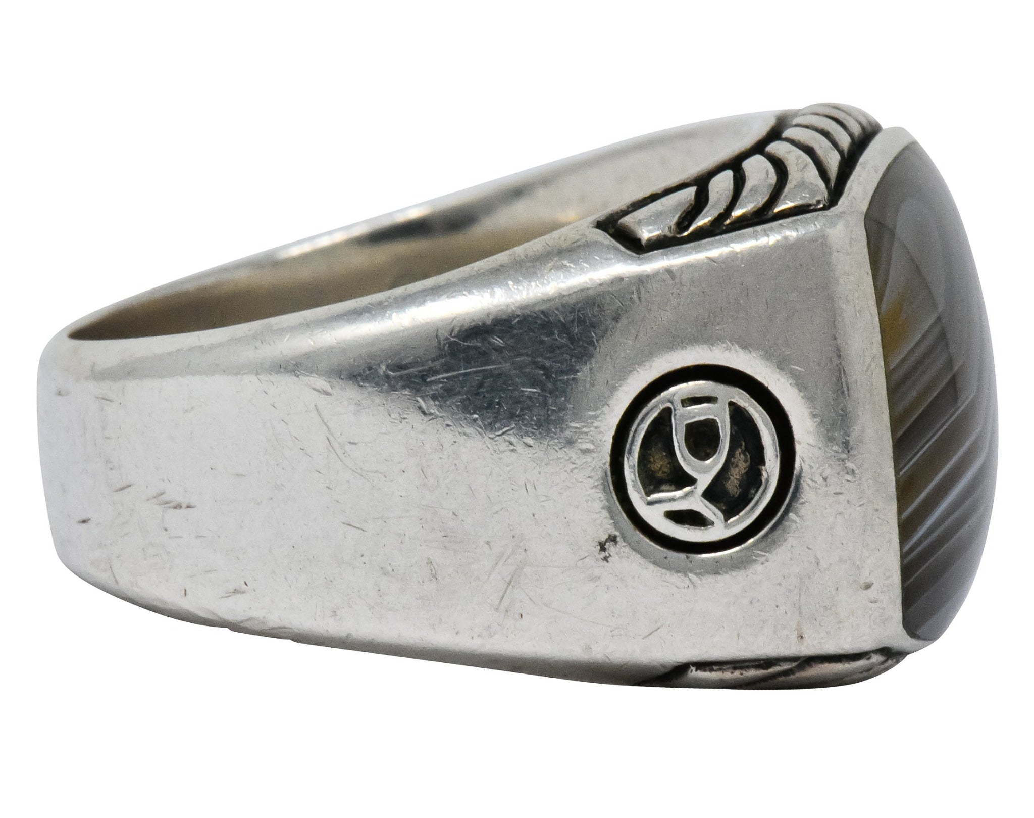 David Yurman Agate Sterling Silver Men's Exotic Stone Ring - Wilson's Estate Jewelry