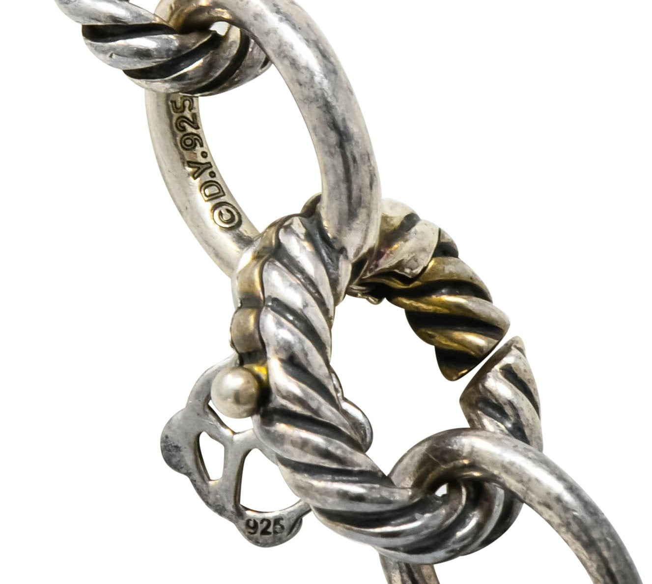 David Yurman Blue Topaz Sterling Silver Albion Enhancer Linked Necklace - Wilson's Estate Jewelry