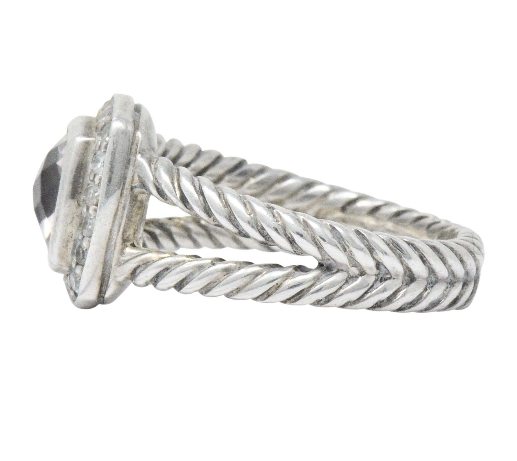 David Yurman Diamond Morganite Sterling Silver Albion Ring Wilson's Estate Jewelry