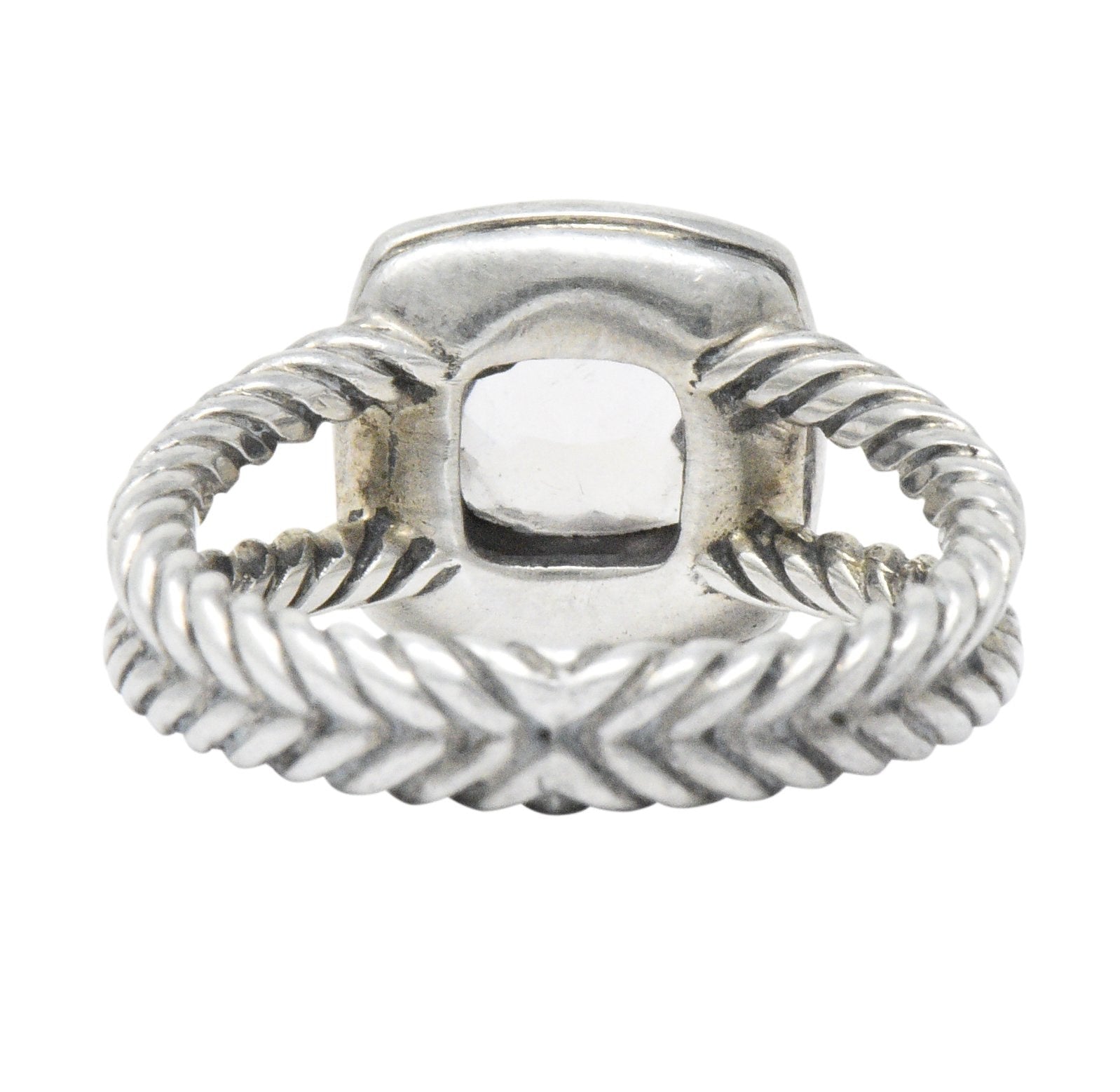 David Yurman Diamond Morganite Sterling Silver Albion Ring Wilson's Estate Jewelry