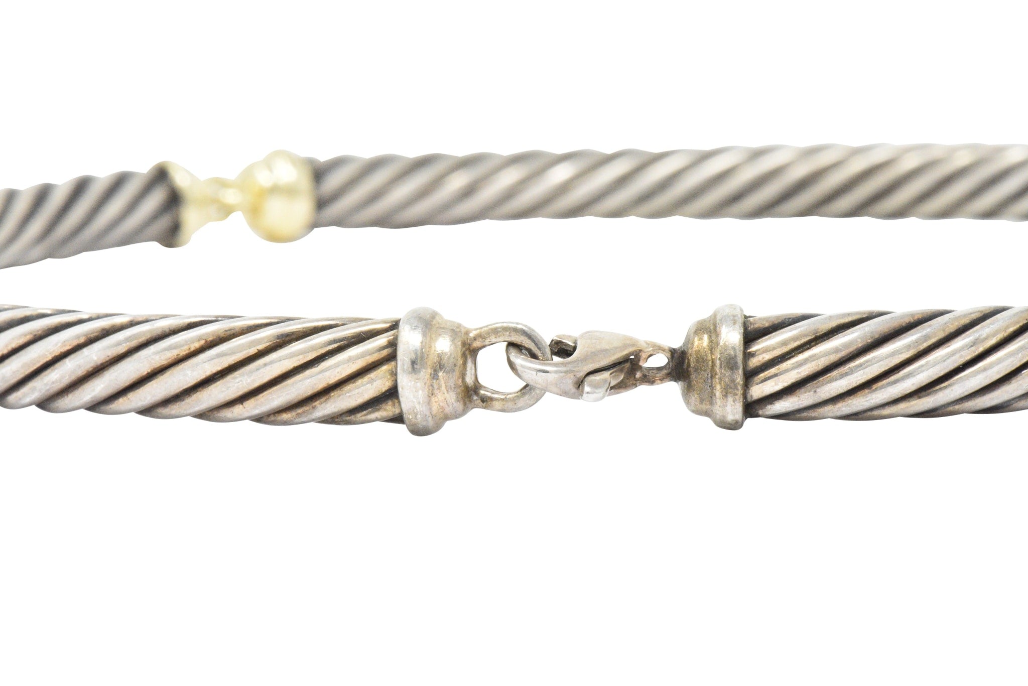 David Yurman Metro Sterling Silver 14 Karat Gold Cable Necklace Wilson's Estate Jewelry