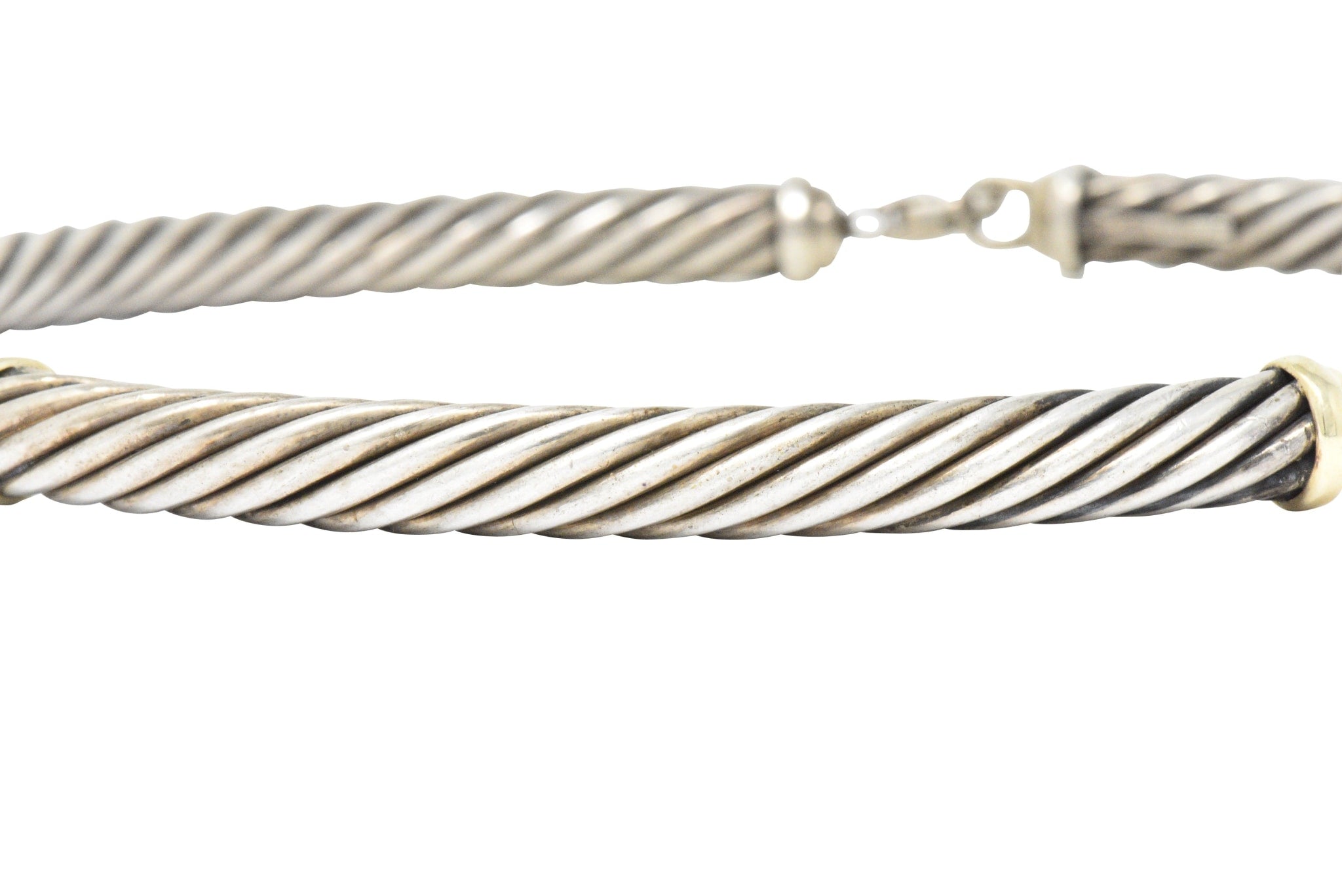 David Yurman Metro Sterling Silver 14 Karat Gold Cable Necklace Wilson's Estate Jewelry
