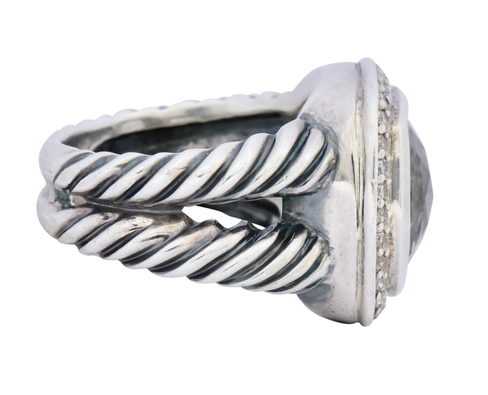 David Yurman Prasiolite Diamond Sterling Silver Albion Ring - Wilson's Estate Jewelry