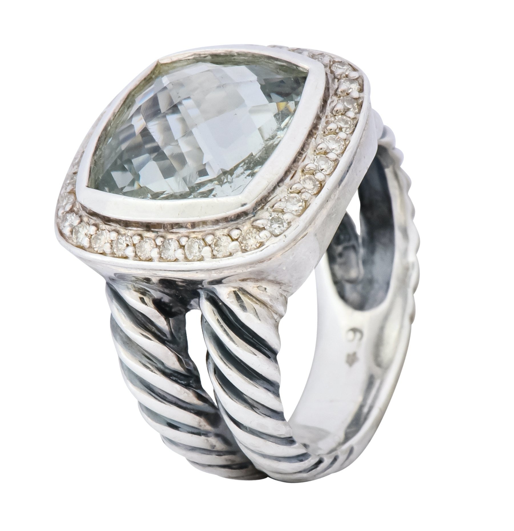 David Yurman Prasiolite Diamond Sterling Silver Albion Ring - Wilson's Estate Jewelry