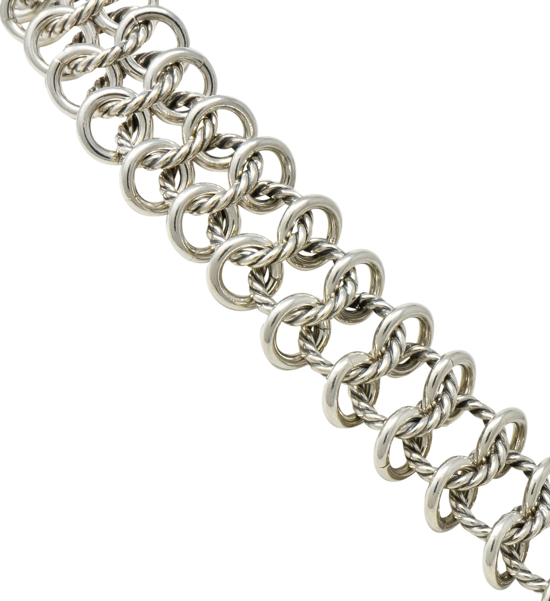 David Yurman Quartz 18 Karat Gold Woven Sterling Silver Link Chain Necklace - Wilson's Estate Jewelry