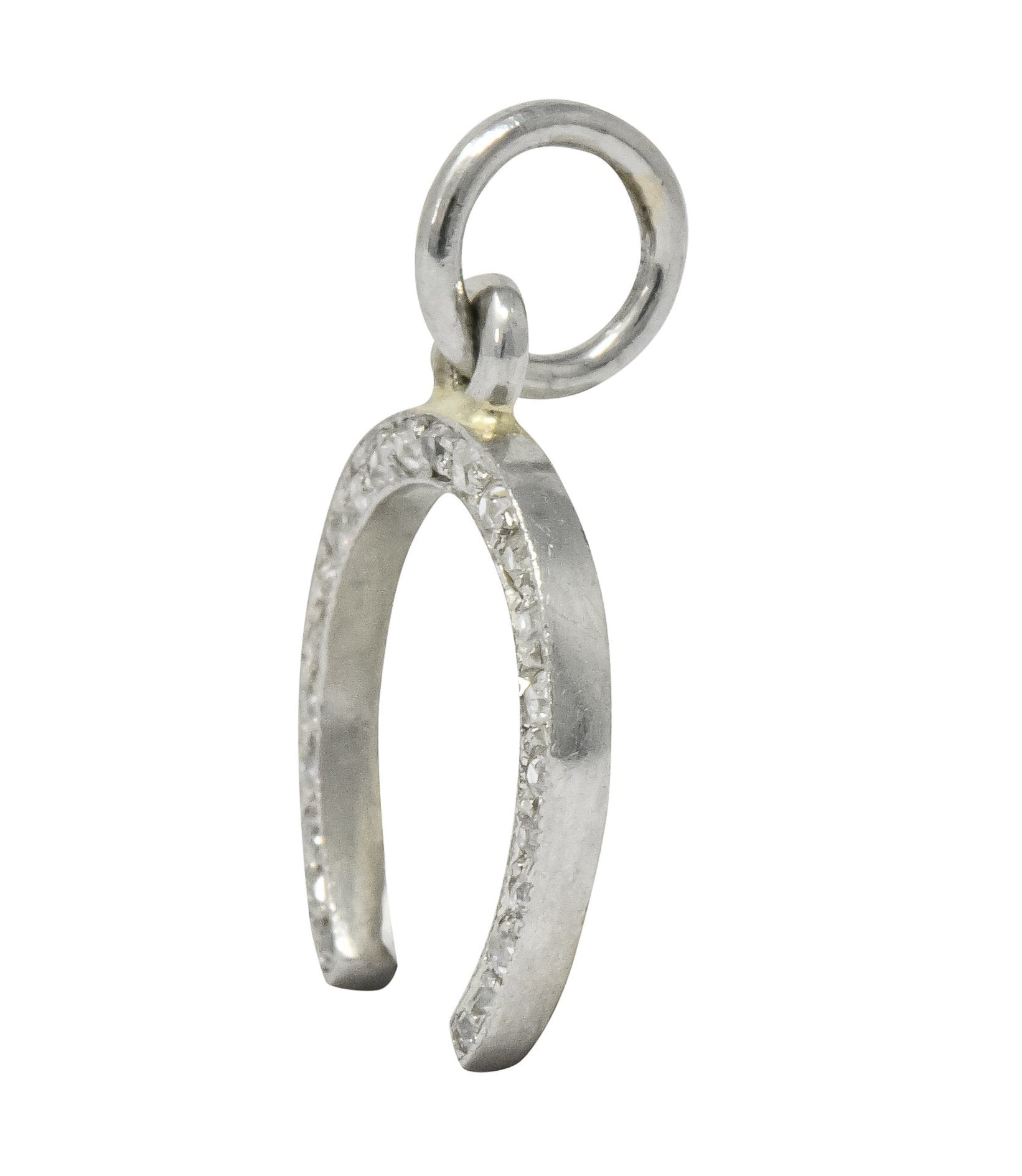 Edwardian 0.37 CTW Diamond Platinum Horseshoe Charm Circa 1920 - Wilson's Estate Jewelry