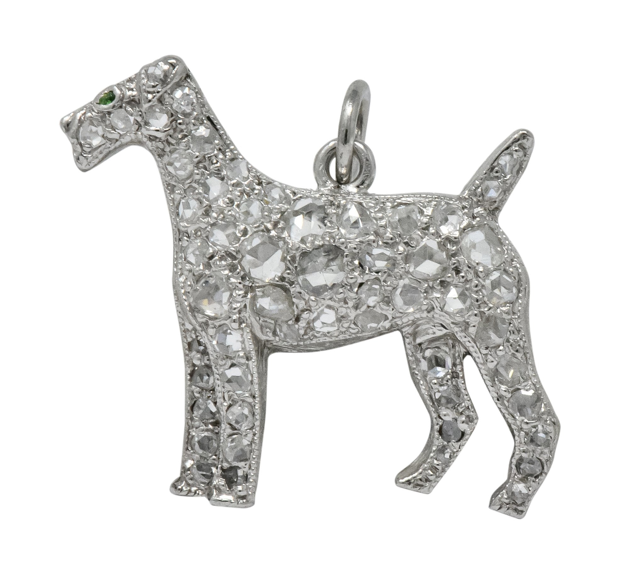Edwardian 0.50 CTW Diamond Platinum Airedale Terrier Dog Charm - Wilson's Estate Jewelry