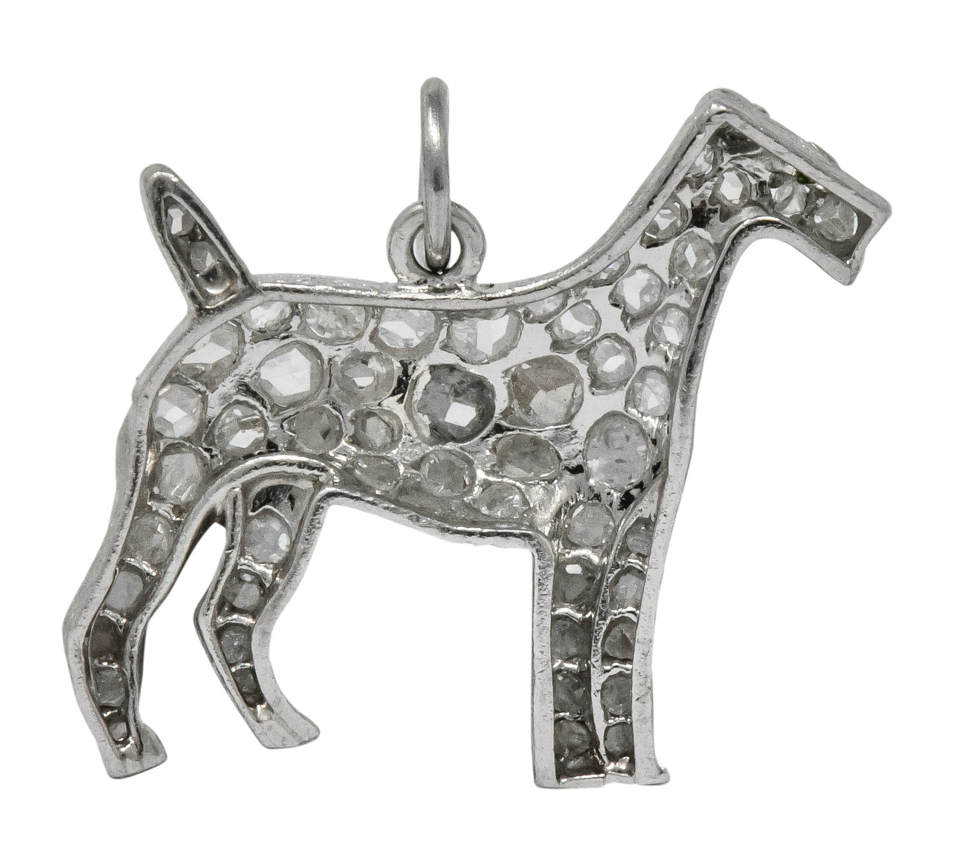 Edwardian 0.50 CTW Diamond Platinum Airedale Terrier Dog Charm - Wilson's Estate Jewelry
