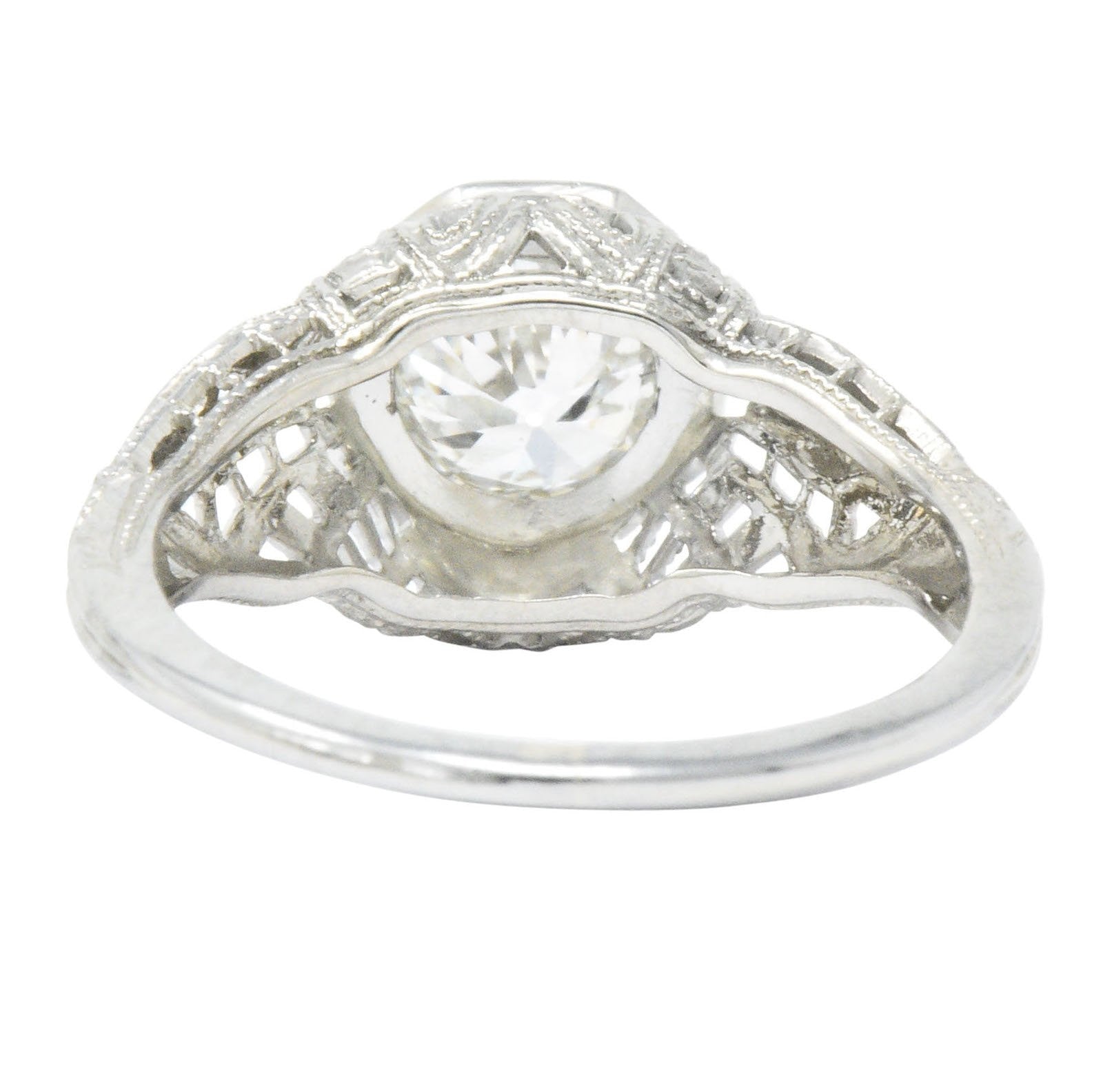 Edwardian 0.63 CTW Diamond 18 Karat White Gold Engagement Ring GIA Wilson's Estate Jewelry