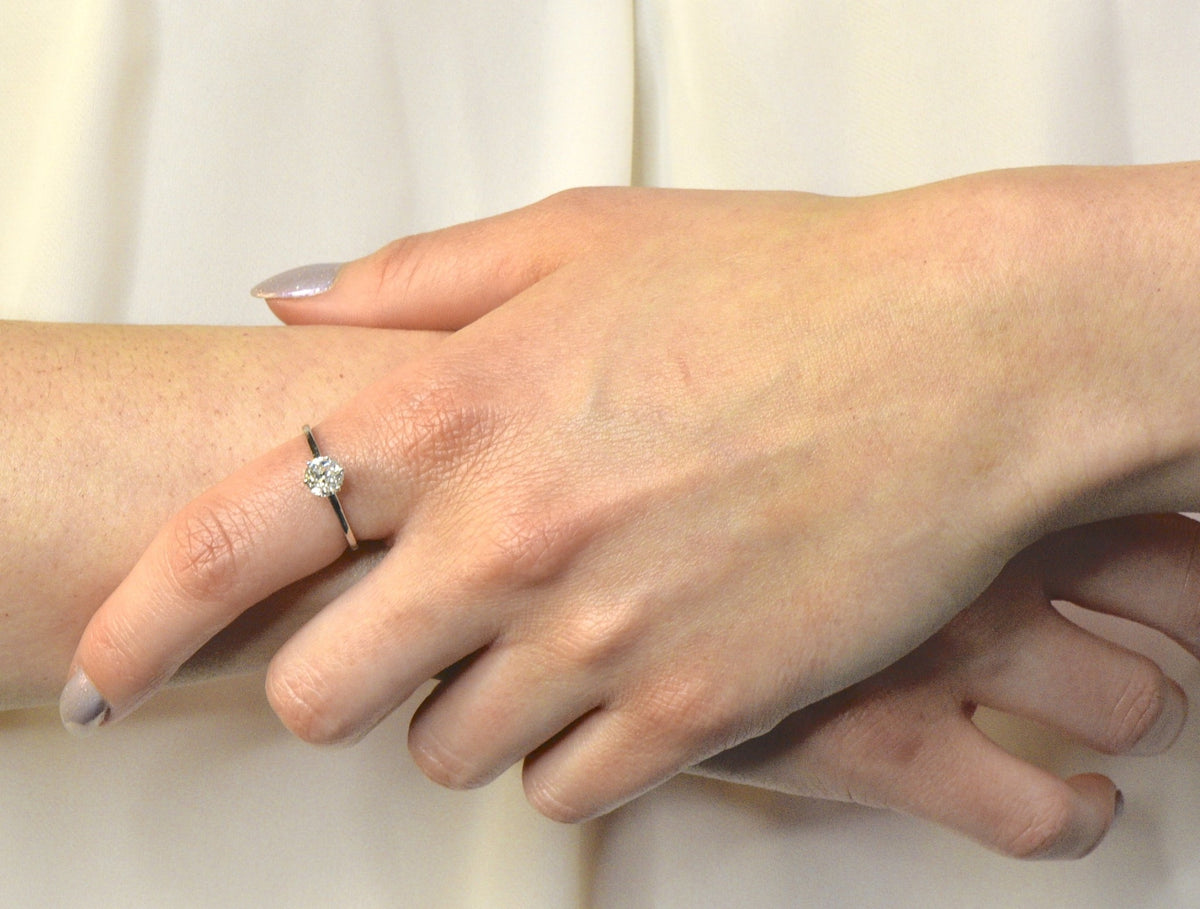 Edwardian 0.85 CTW Diamond 14 Karat White Gold Engagement Ring GIA - Wilson's Estate Jewelry
