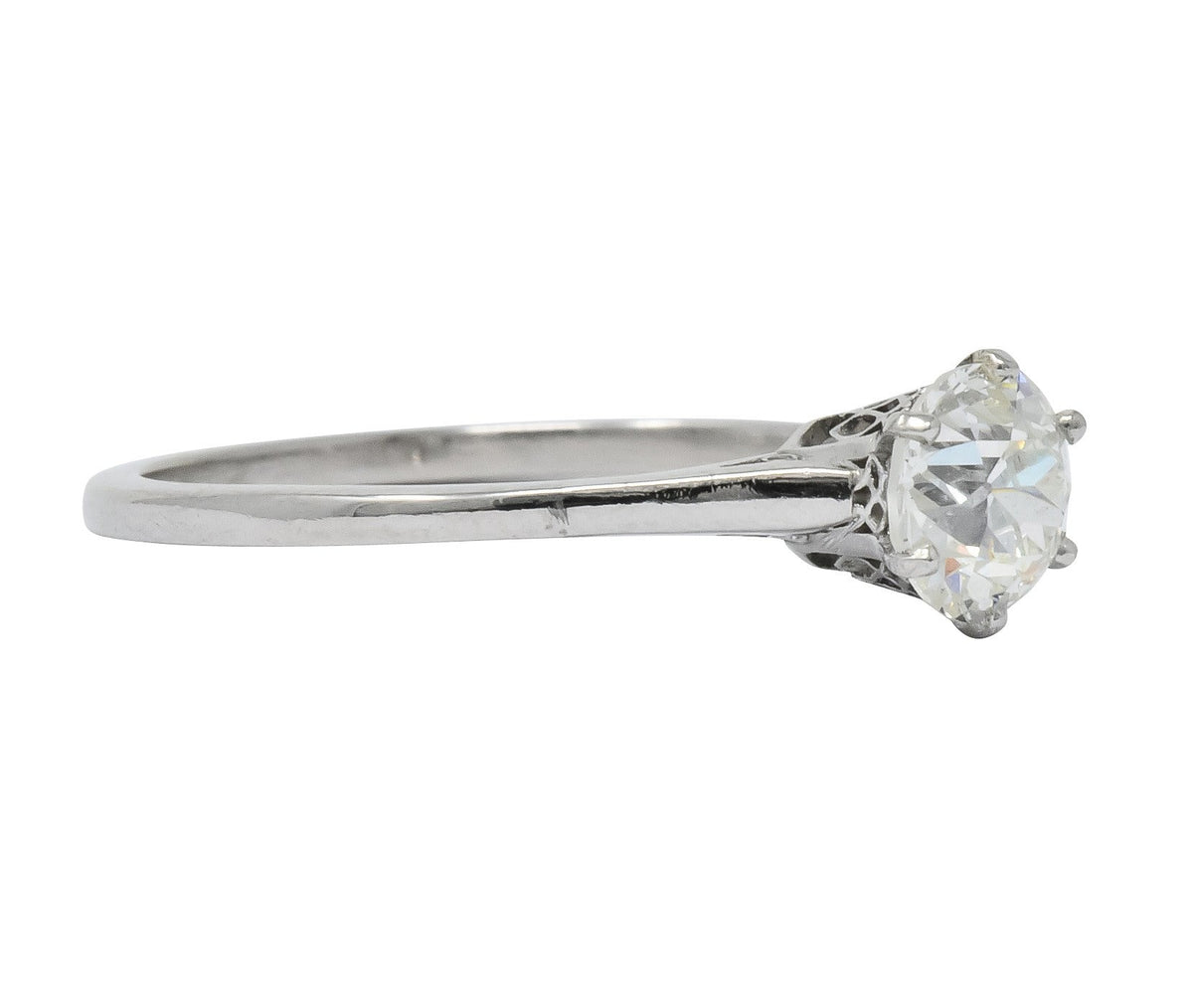 Edwardian 0.85 CTW Diamond 14 Karat White Gold Engagement Ring GIA - Wilson's Estate Jewelry