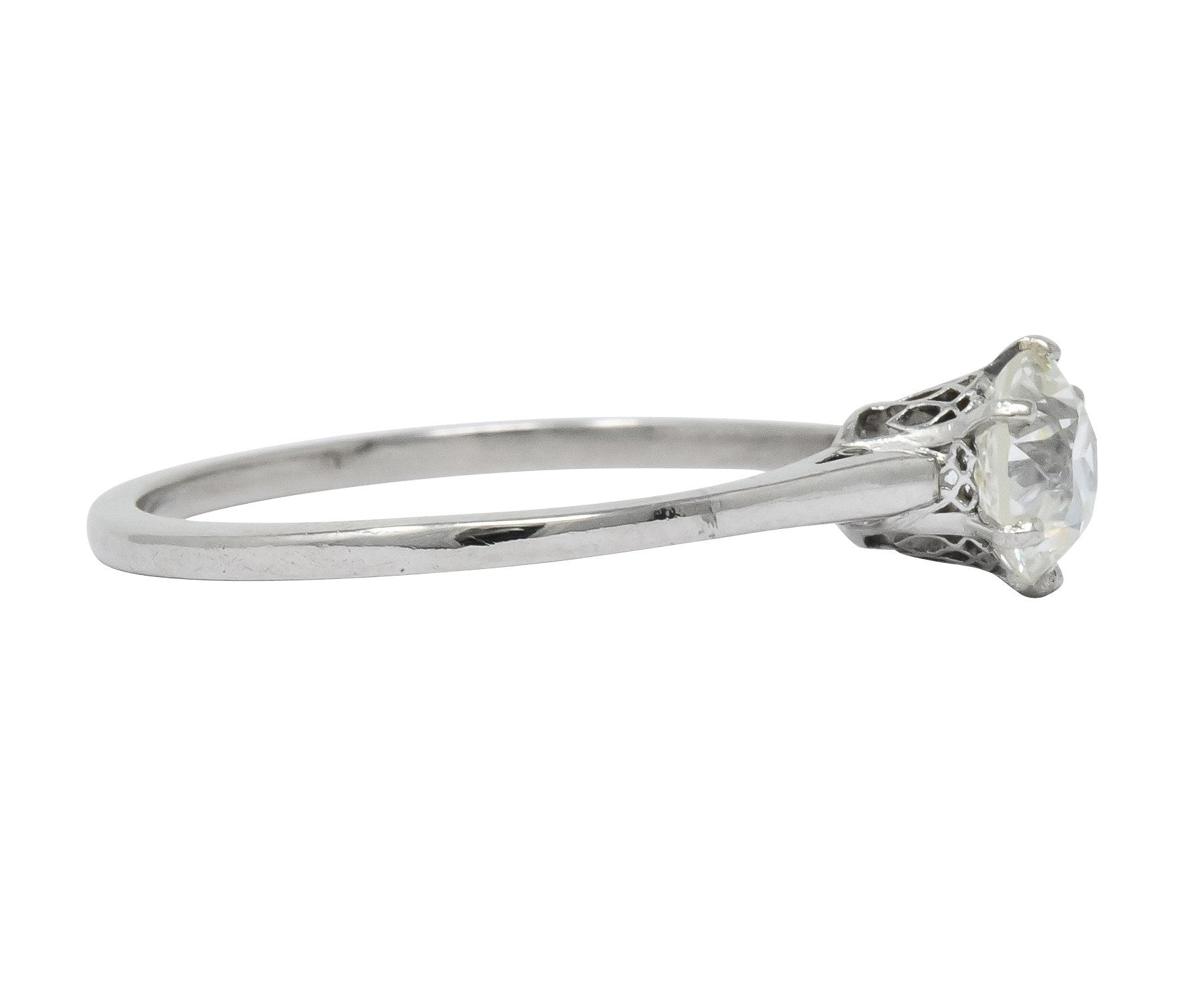 Edwardian 0.85 CTW Diamond 14 Karat White Gold Engagement Ring GIA - Wilson's Estate Jewelry