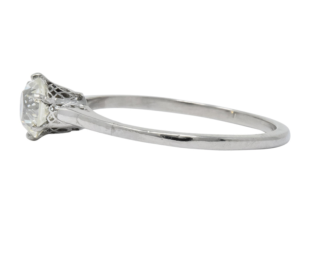 Edwardian 0.85 CTW Diamond 14 Karat White Gold Engagement Ring GIA - Wilson's Estate Jewelry