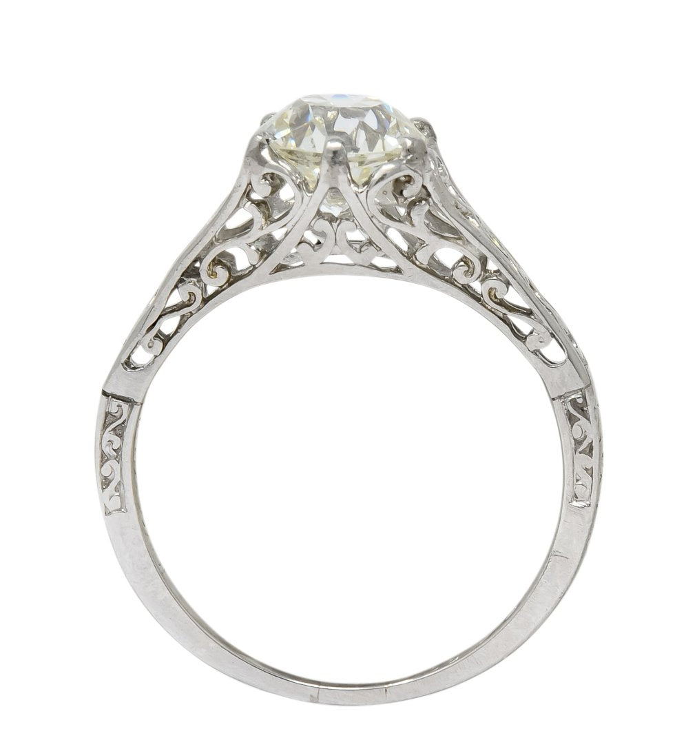 Edwardian 1.13 CTW Diamond Platinum Engagement Ring GIA Circa 1915 - Wilson's Estate Jewelry