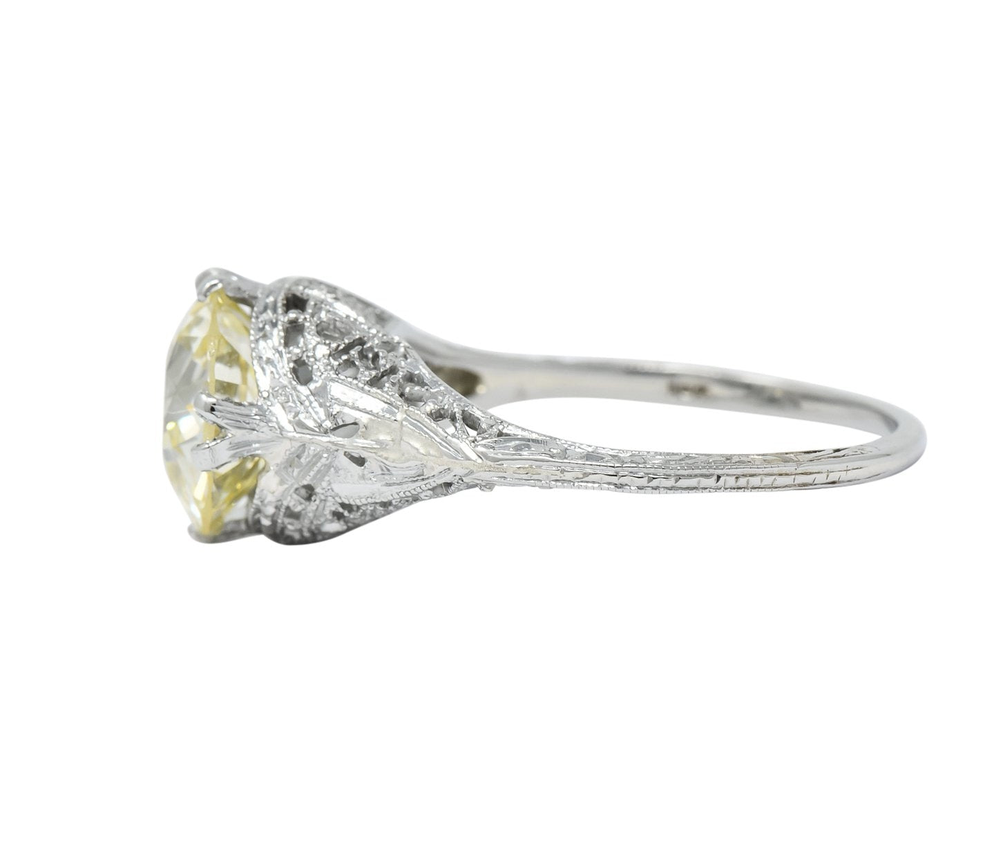 Edwardian 3.01 CTW Diamond 18 Karat White Gold Solitaire Engagement Ring GIA - Wilson's Estate Jewelry
