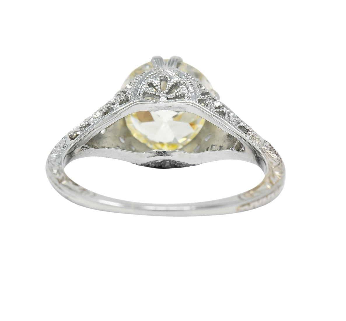 Edwardian 3.01 CTW Diamond 18 Karat White Gold Solitaire Engagement Ring GIA - Wilson's Estate Jewelry