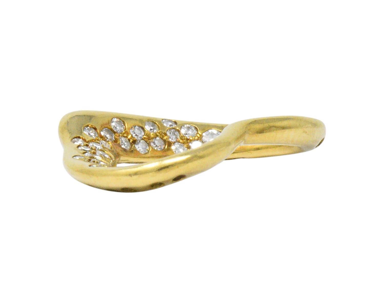 Elsa Peretti Tiffany & Co. 0.35 CTW Diamond 18 Karat Gold 22MM Open Heart Pendant Wilson's Estate Jewelry
