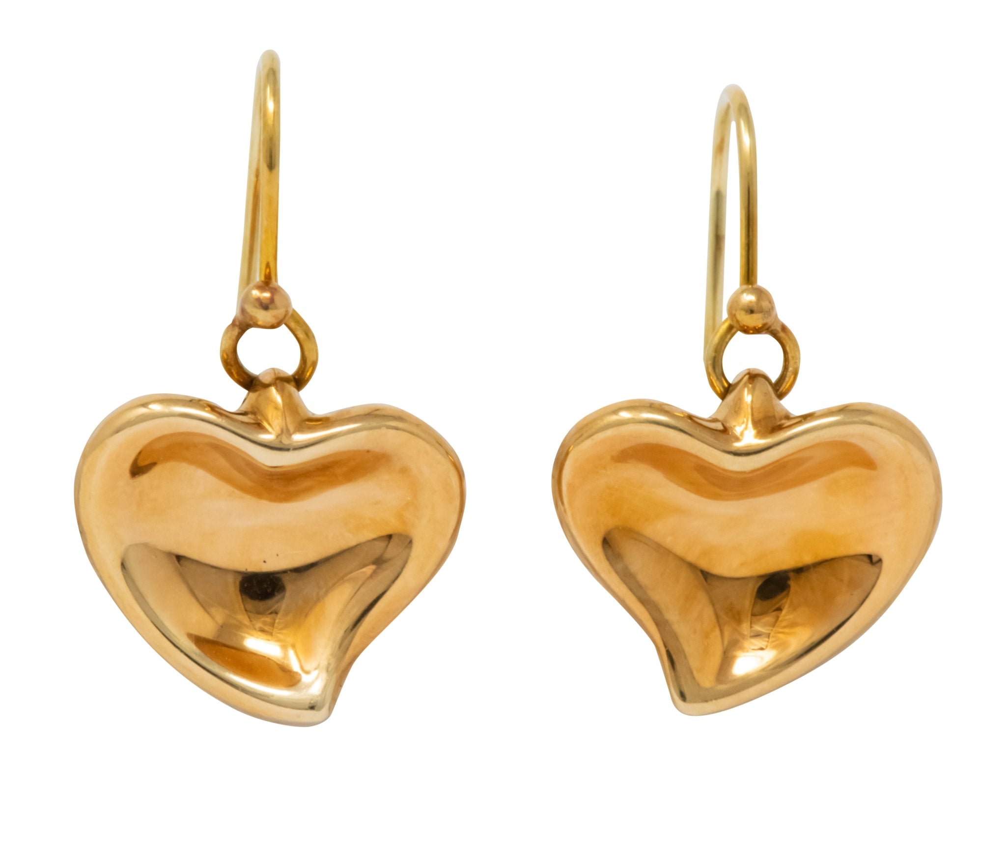 Elsa Peretti Tiffany & Co. Vintage 18 Karat Gold Heart Drop Earrings - Wilson's Estate Jewelry