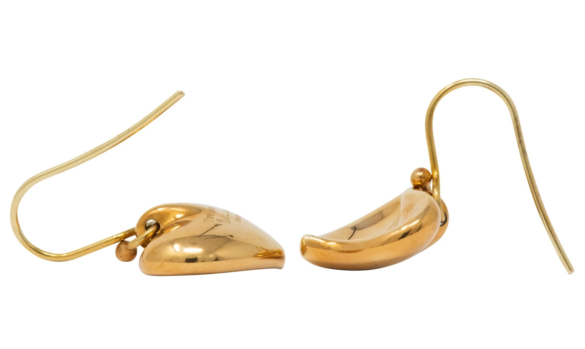 Elsa Peretti Tiffany & Co. Vintage 18 Karat Gold Heart Drop Earrings - Wilson's Estate Jewelry