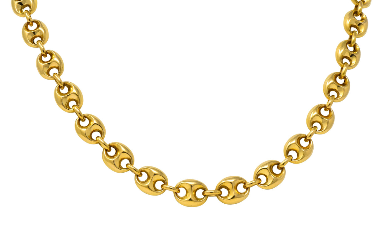 Fancy Vintage 18 Karat Gold 25 Inch Mariner Link Necklace - Wilson's Estate Jewelry