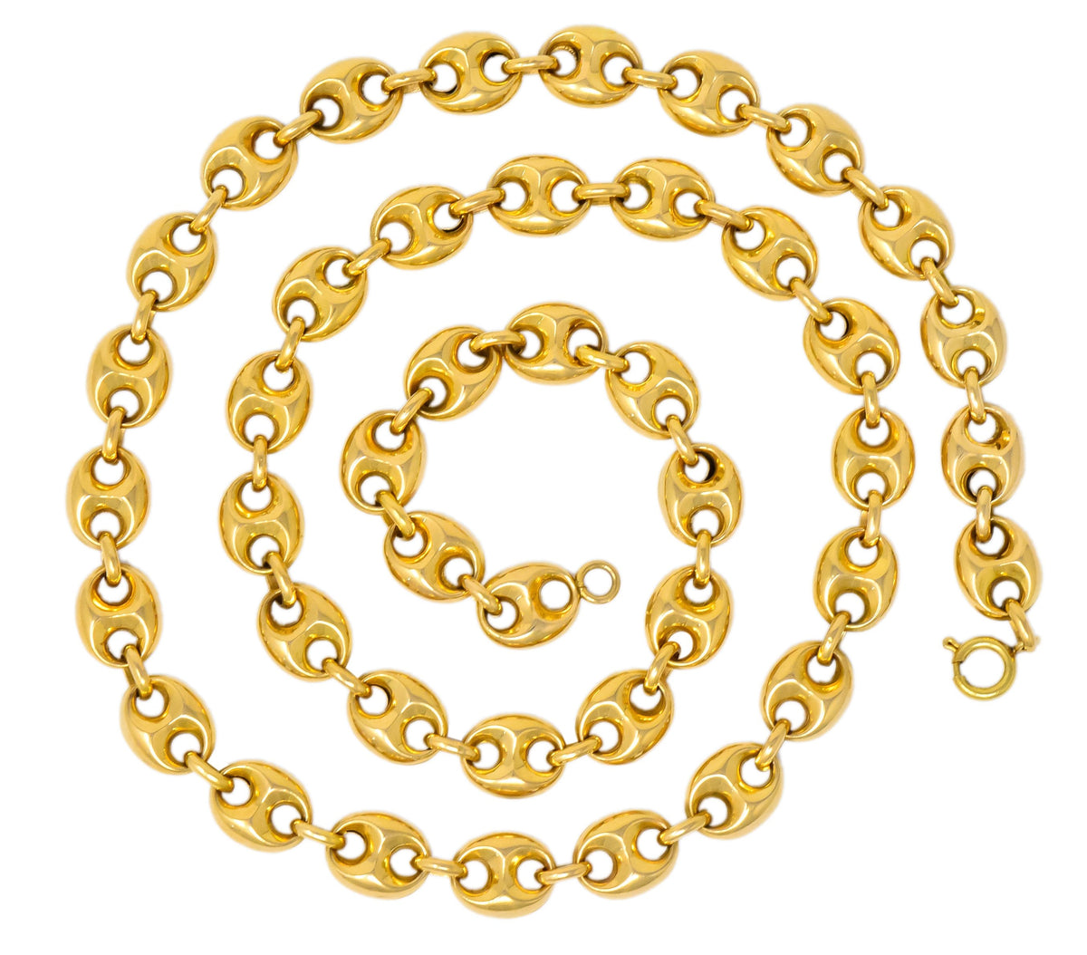 Fancy Vintage 18 Karat Gold 25 Inch Mariner Link Necklace - Wilson's Estate Jewelry