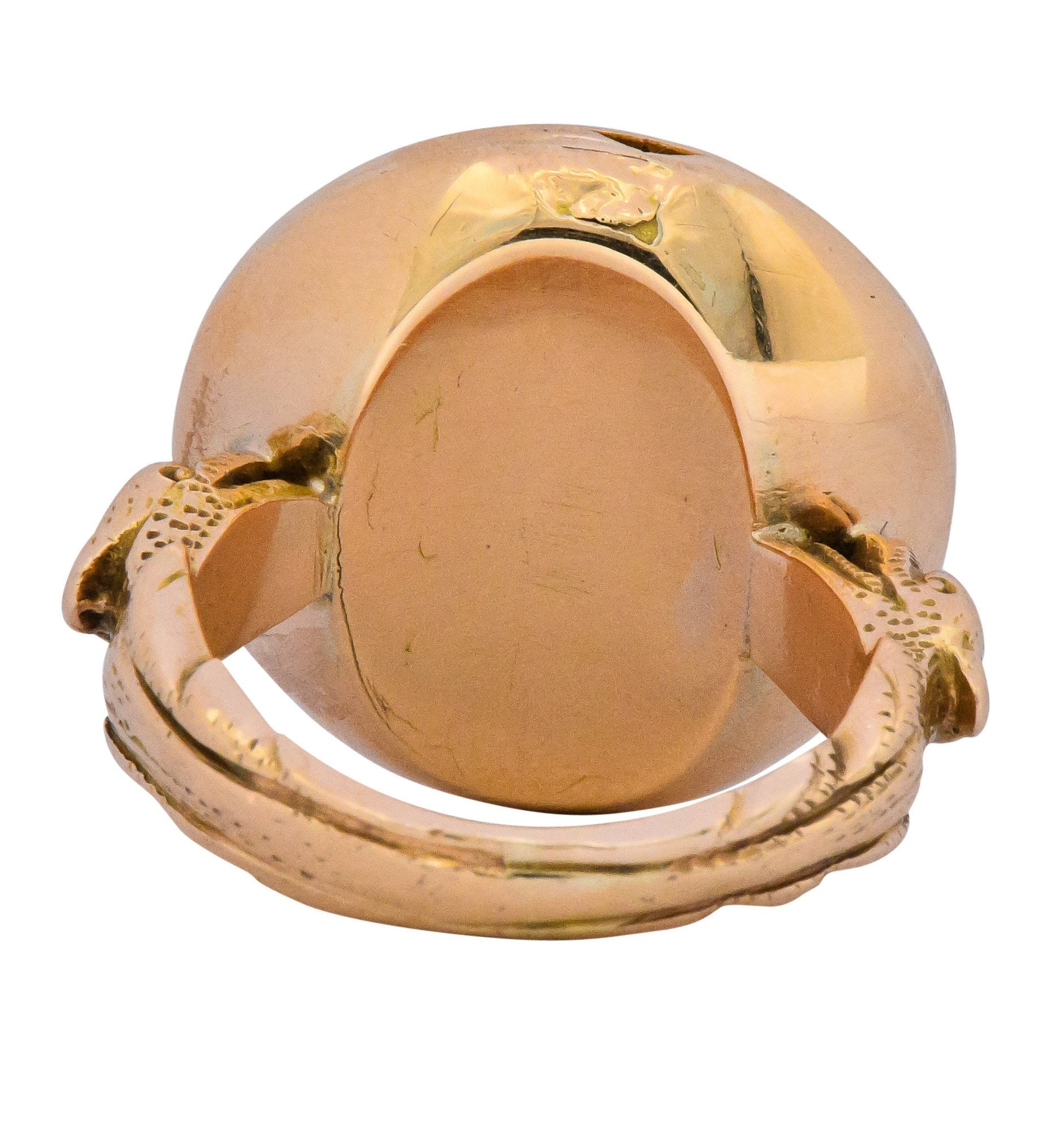 Fascinating Victorian Carved Jade 14 Karat Gold Poison Locket Ring - Wilson's Estate Jewelry