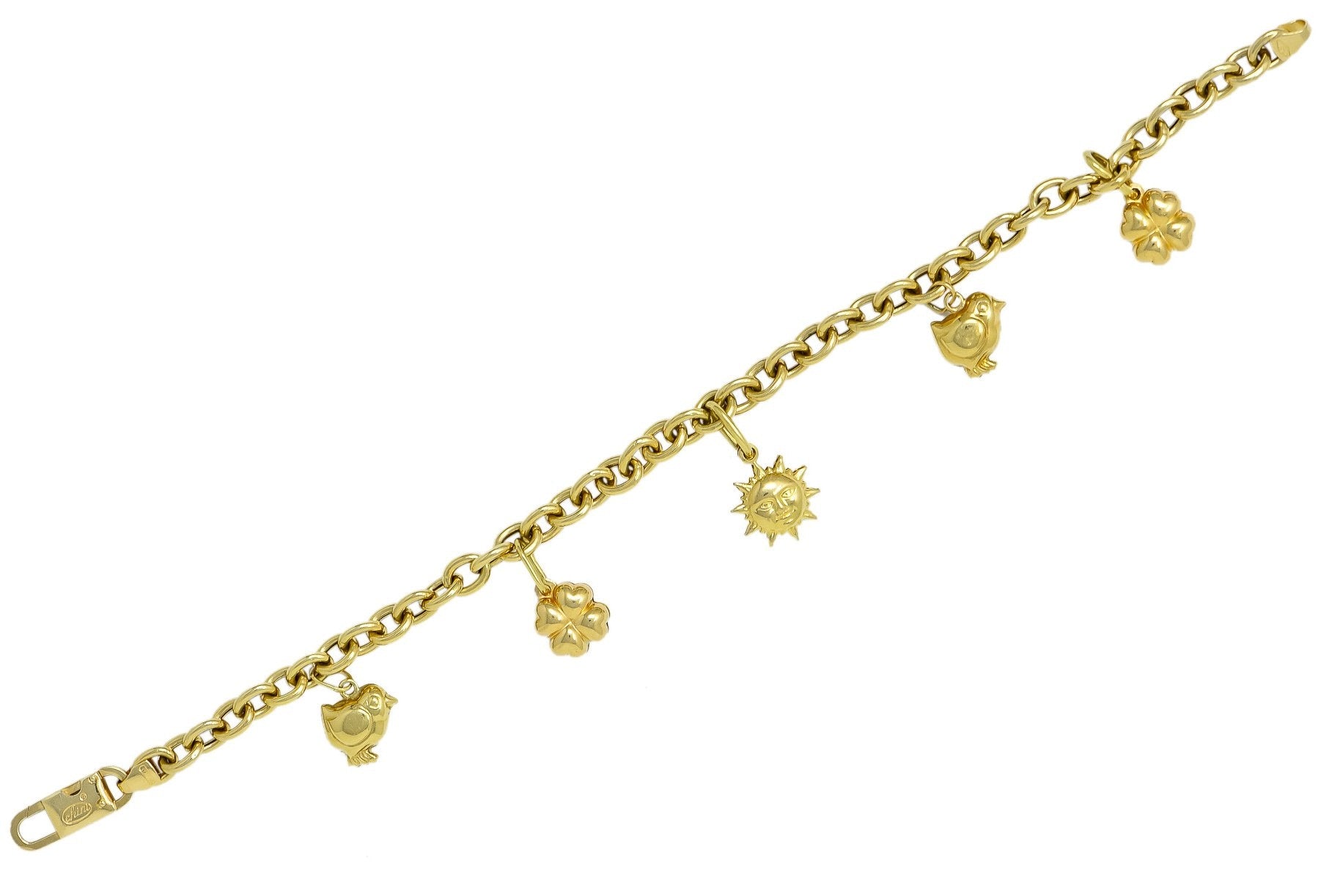 Fratelli Chini Italian Vintage 18 Karat Yellow Gold Charm Bracelet - Wilson's Estate Jewelry