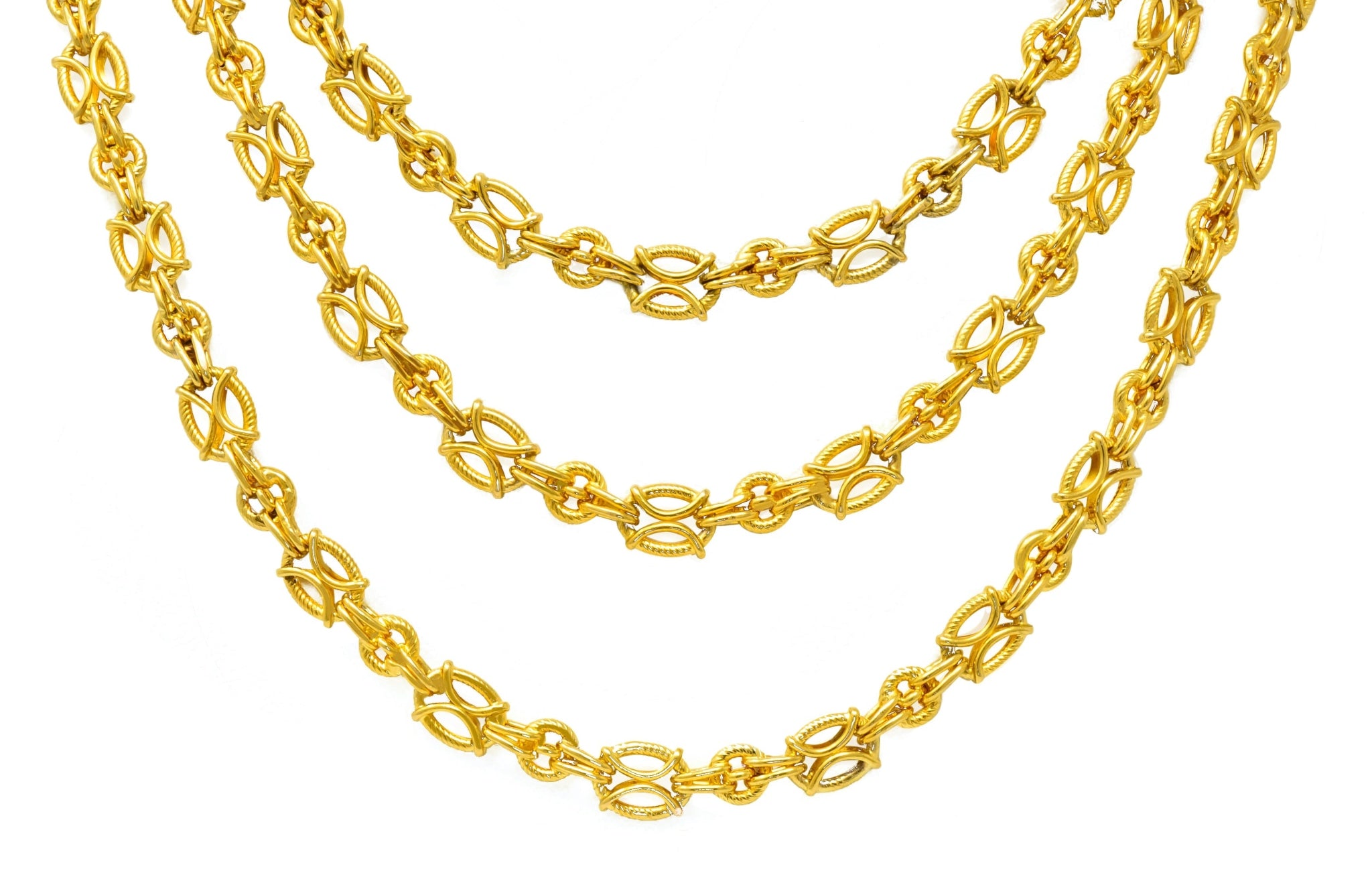 French Victorian 18 Karat Gold 53 Inch Long Chain Necklace - Wilson's Estate Jewelry