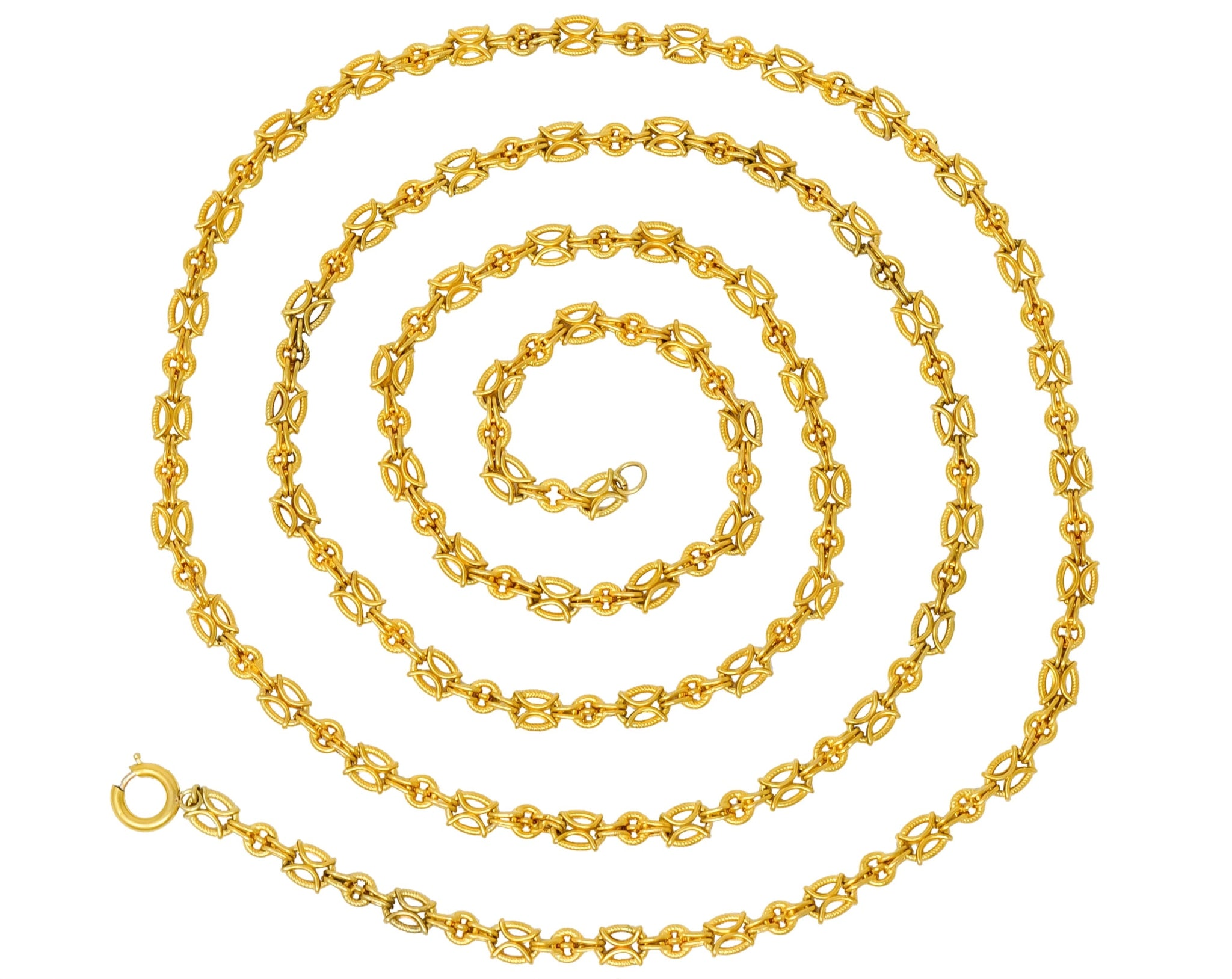 French Victorian 18 Karat Gold 53 Inch Long Chain Necklace - Wilson's Estate Jewelry