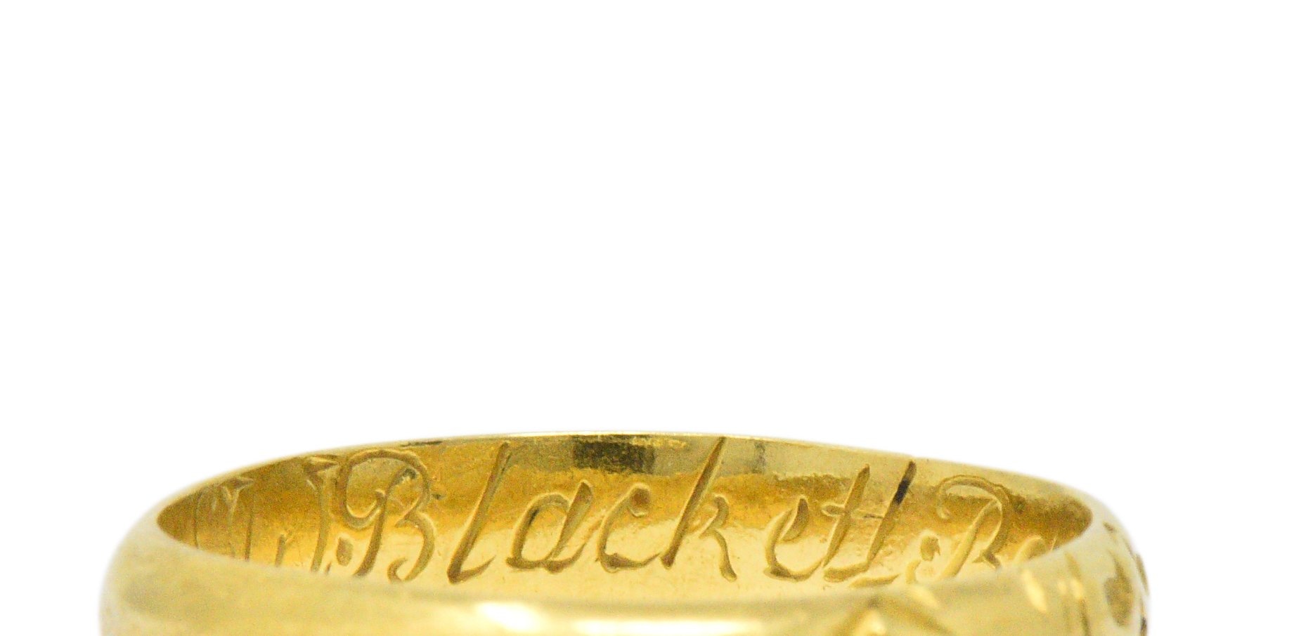 Georgian 22 Karat Gold Memento Mori Skull Unisex Band Ring Wilson's Estate Jewelry