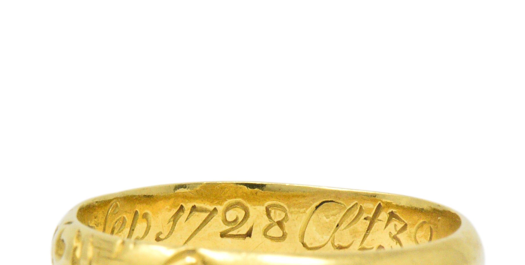 Georgian 22 Karat Gold Memento Mori Skull Unisex Band Ring Wilson's Estate Jewelry